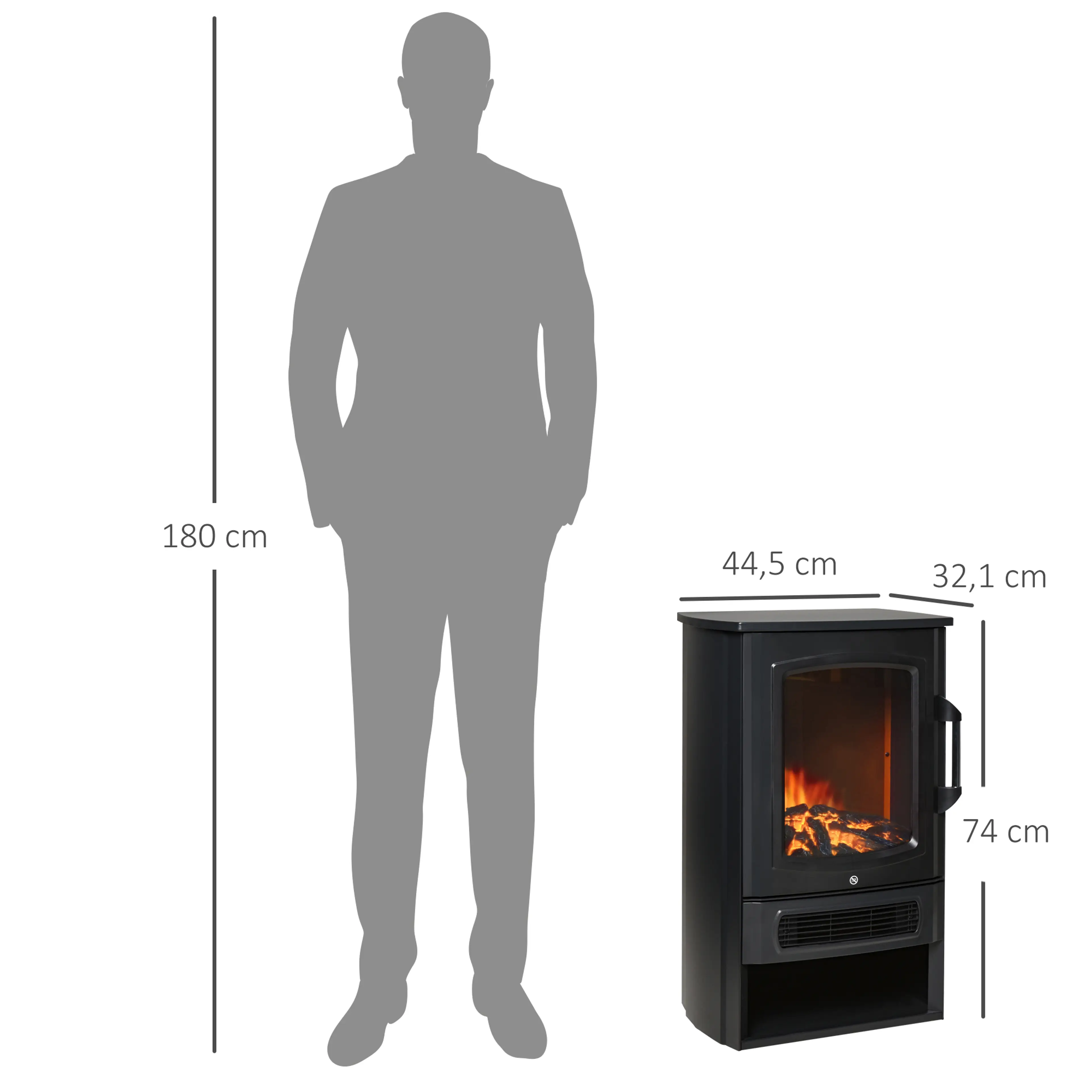 Måttritning: 44,5 cm bred och 74 cm hög
