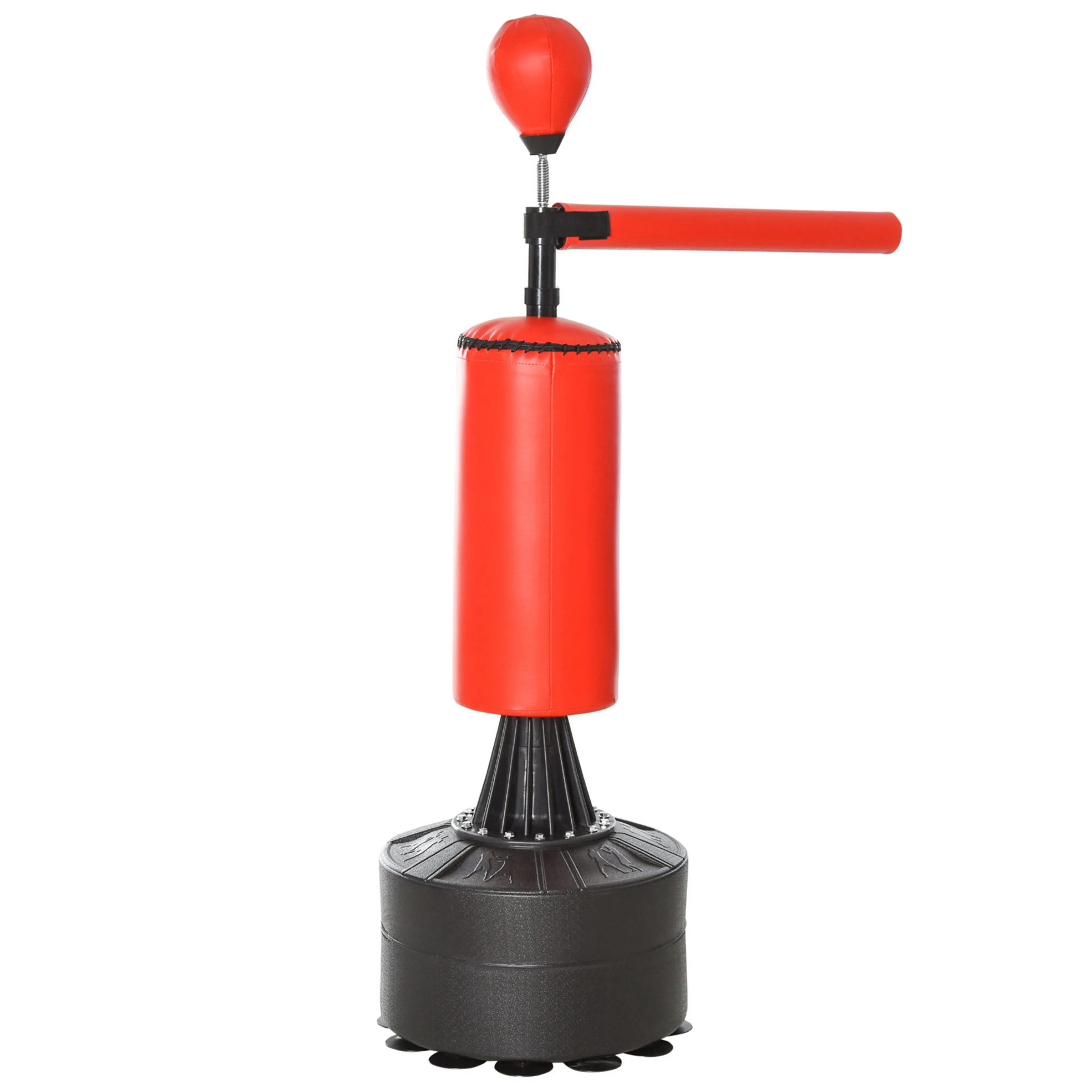 Boxningssäck röd 155–205 cm med roterande arm och boll