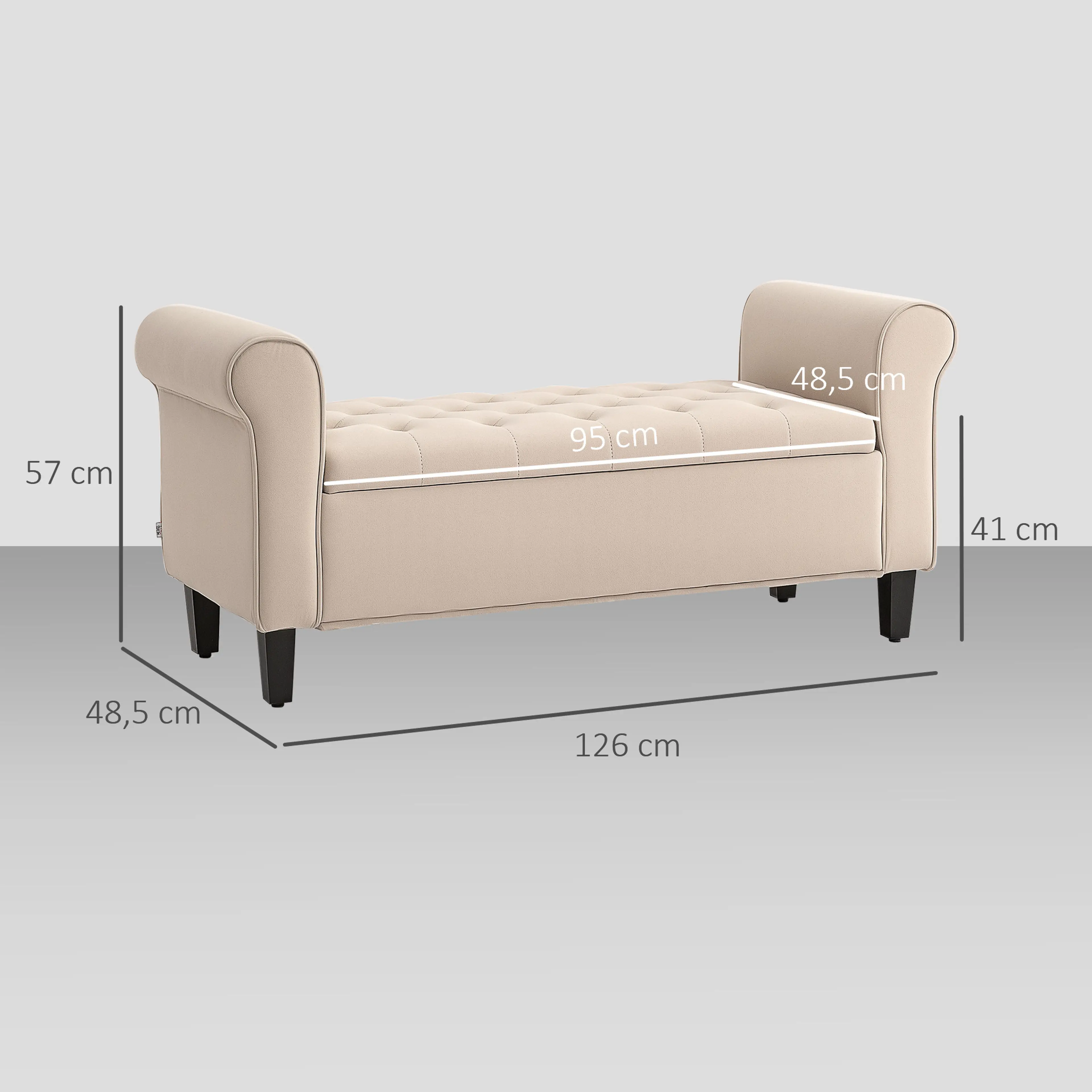 Sängbänk 126 cm med förvaring, beige – bild 4