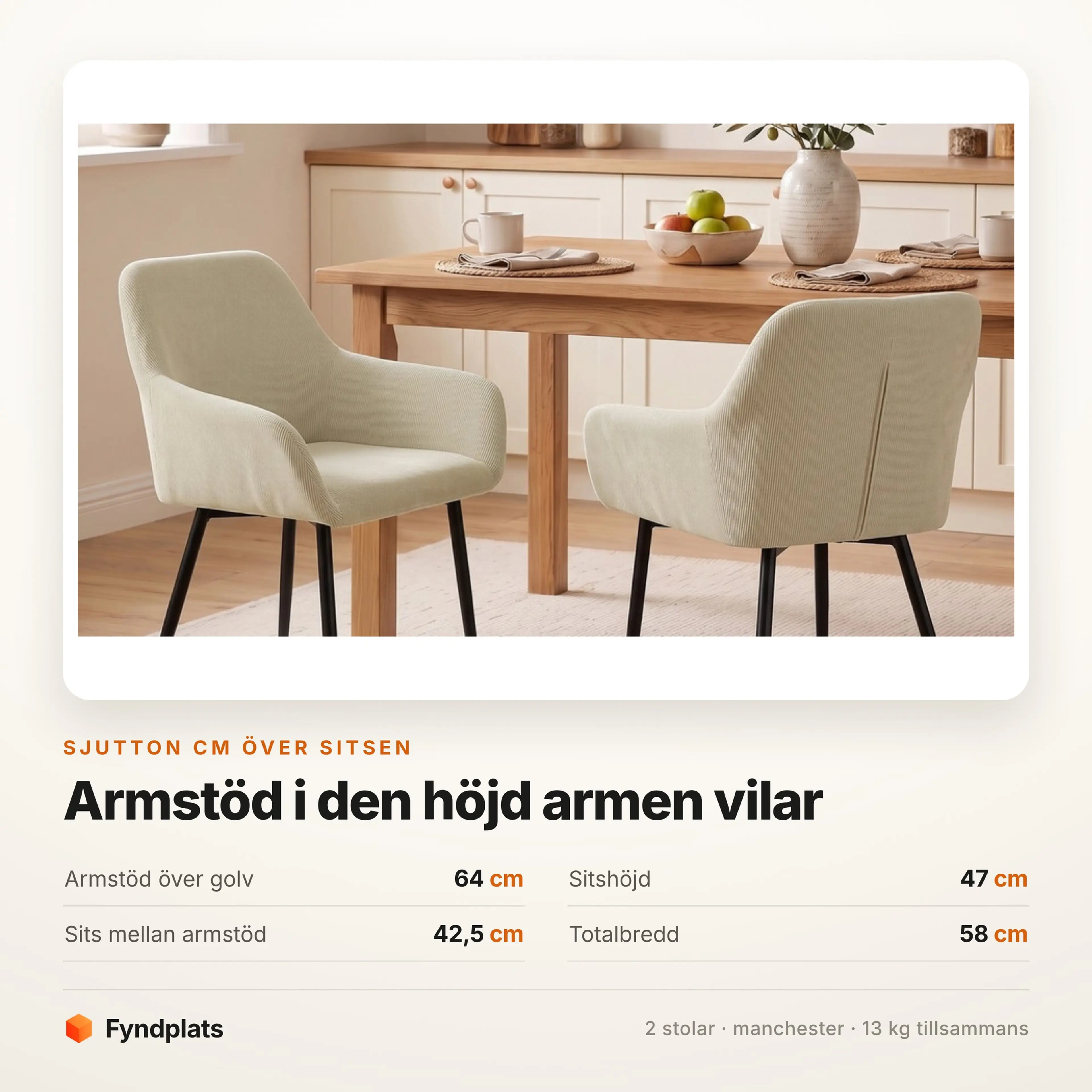 Matstolar 2-pack i manchester med armstöd – bild 3