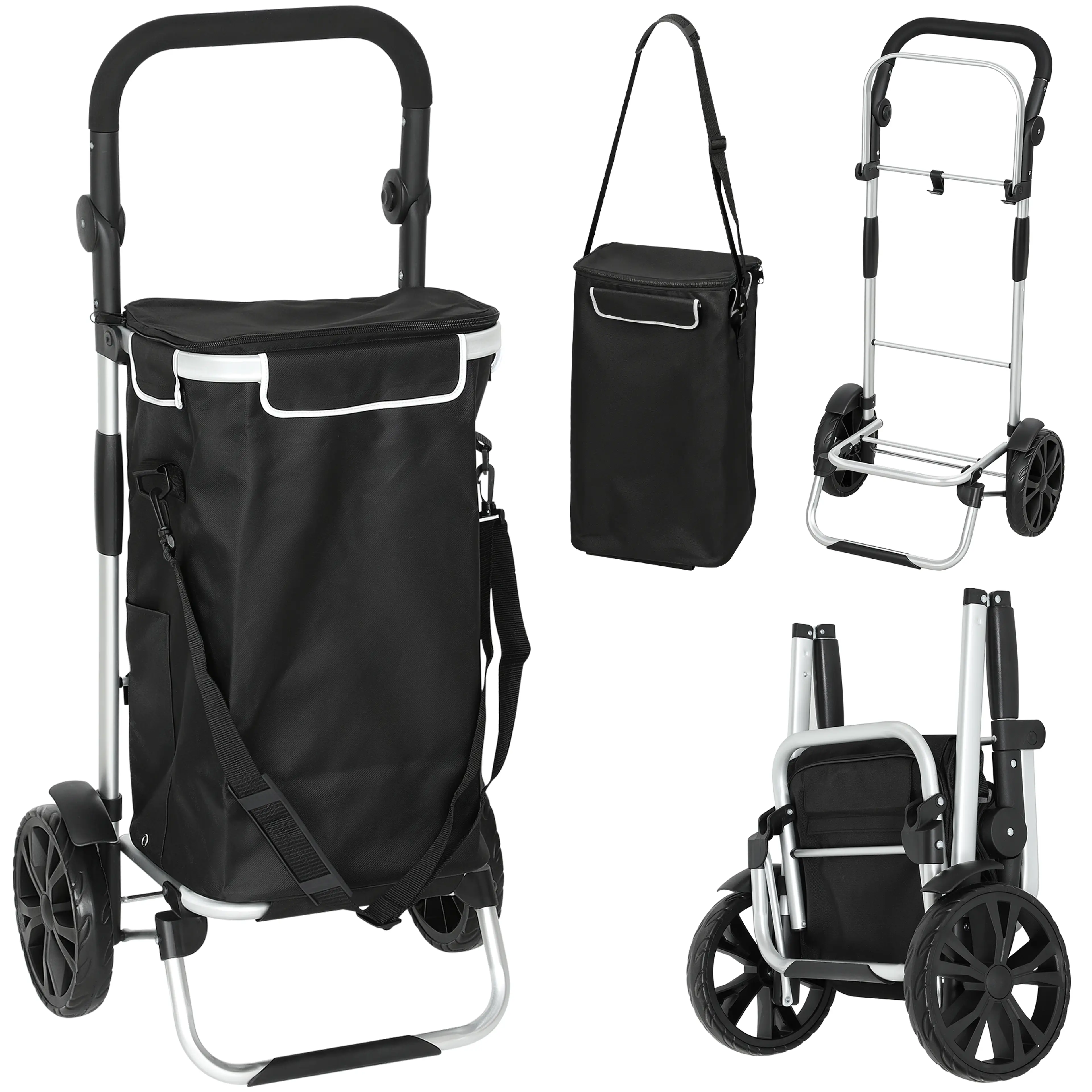 Shoppingvagn 40 liter med isolerat fack – fällbar, justerbart handtag