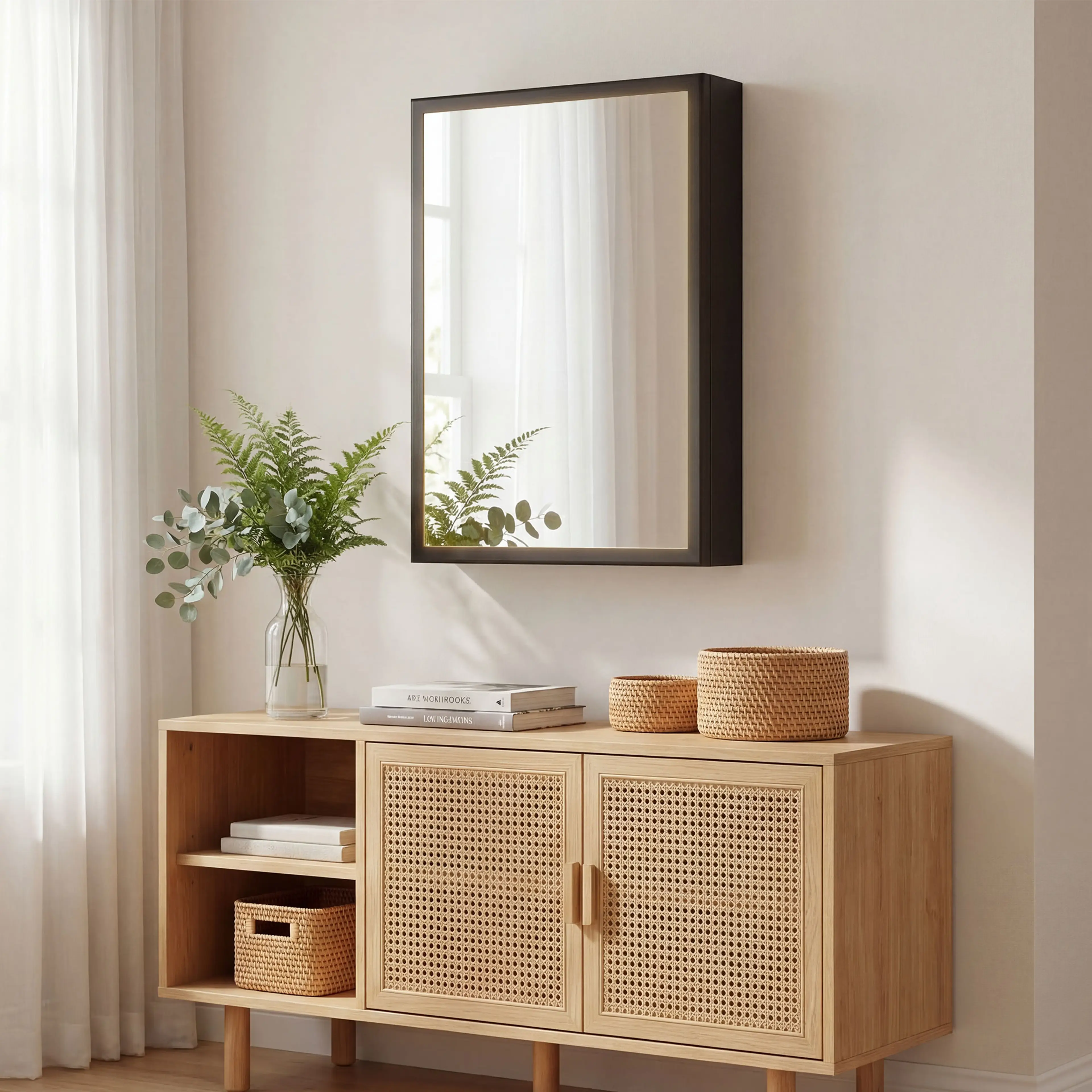 Spegelskåp 40 × 60 cm med ram – svart, färdigmonterat – bild 4