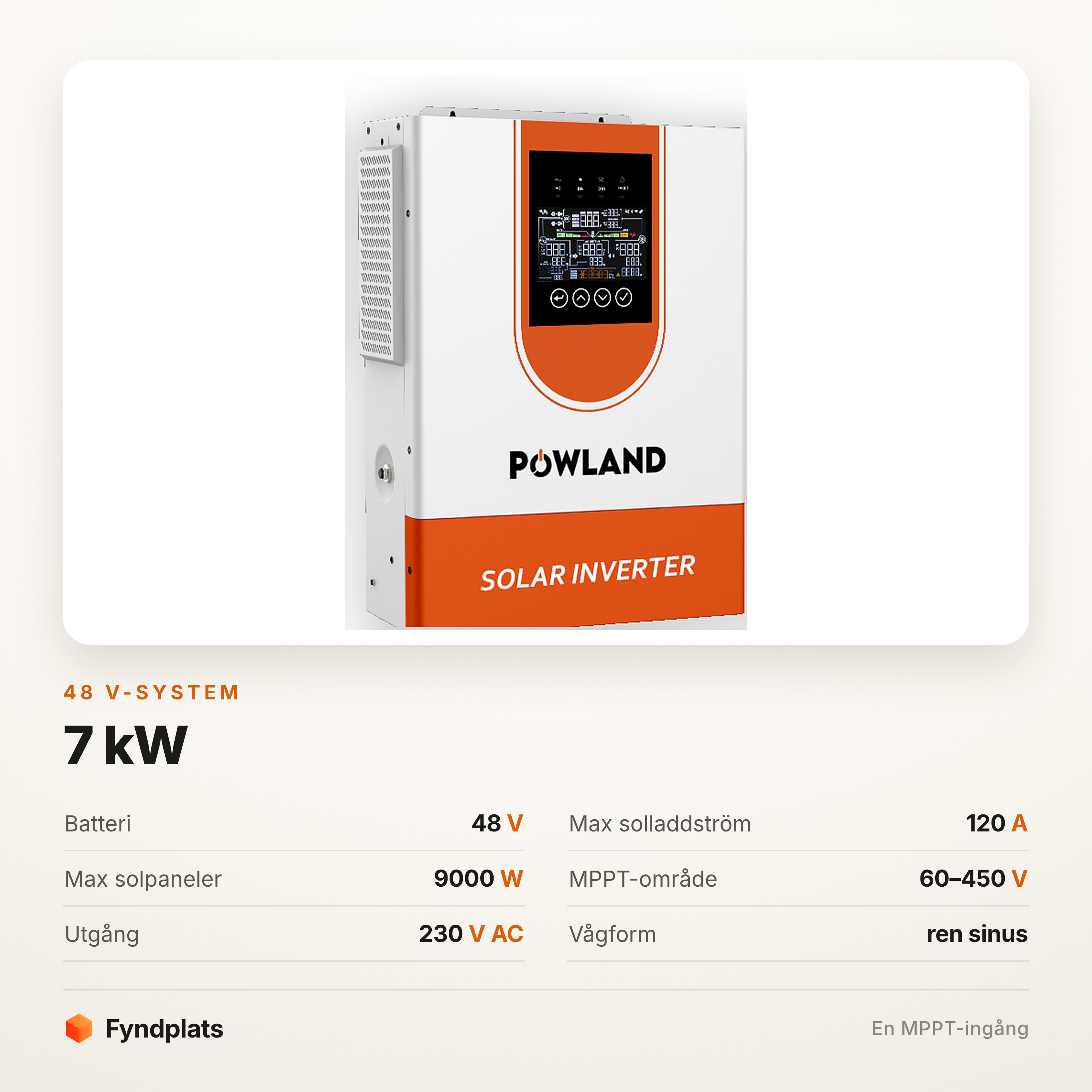 Hybridväxelriktare 7 kW för 48 V batteribank
