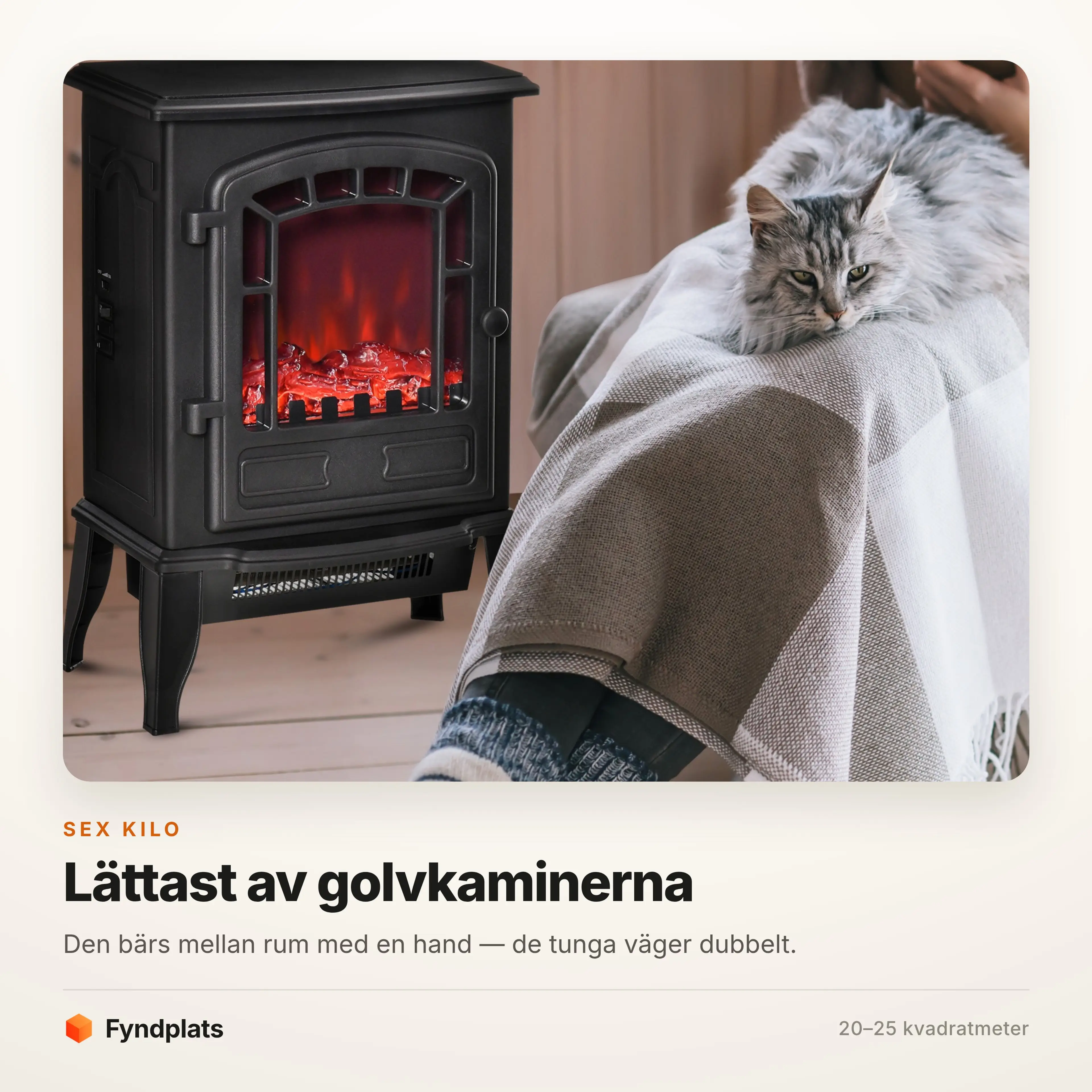 Sex kilo — lättast av golvkaminerna