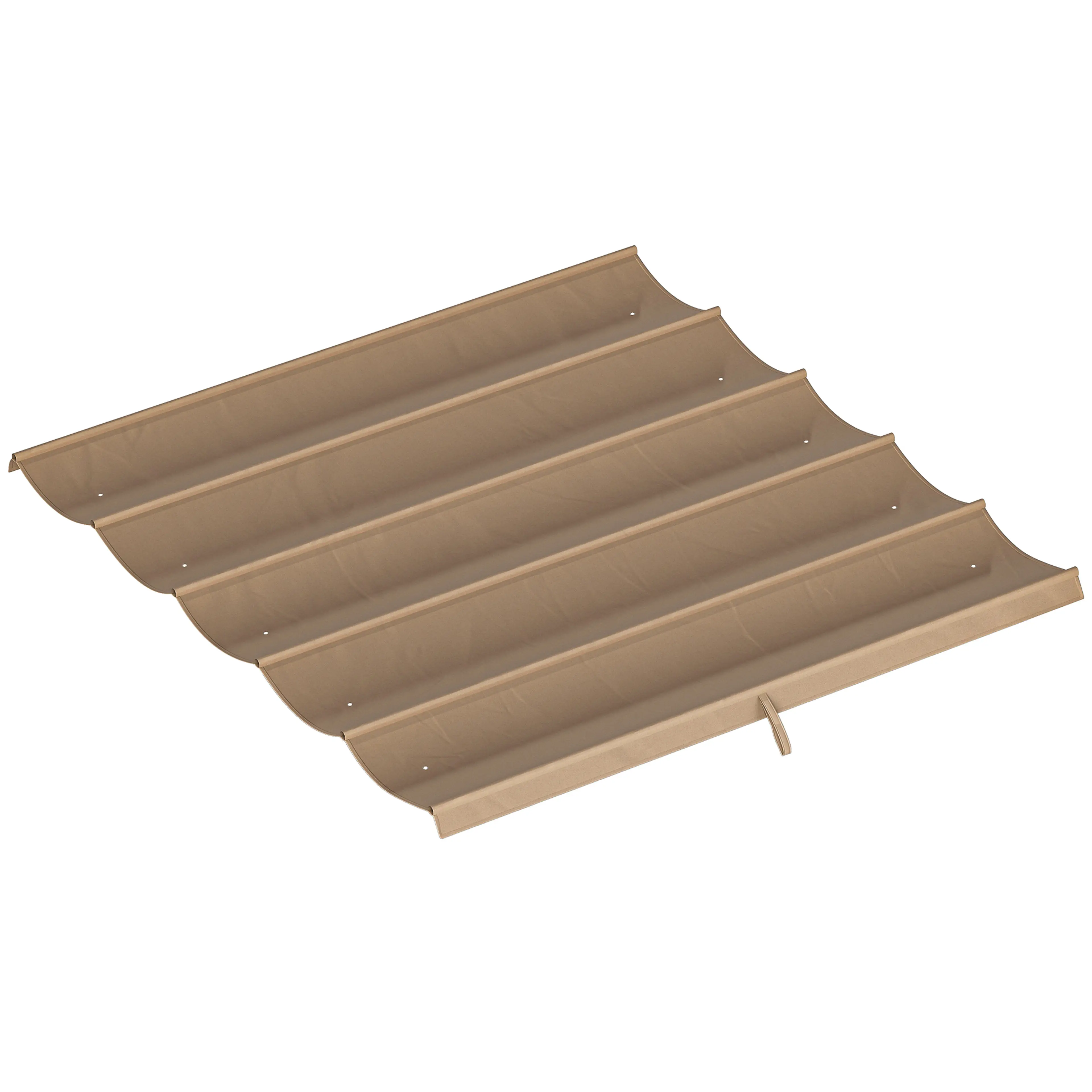 Pergolatak i brun polyester, 250 × 255 cm, sett snett uppifrån mot vit bakgrund