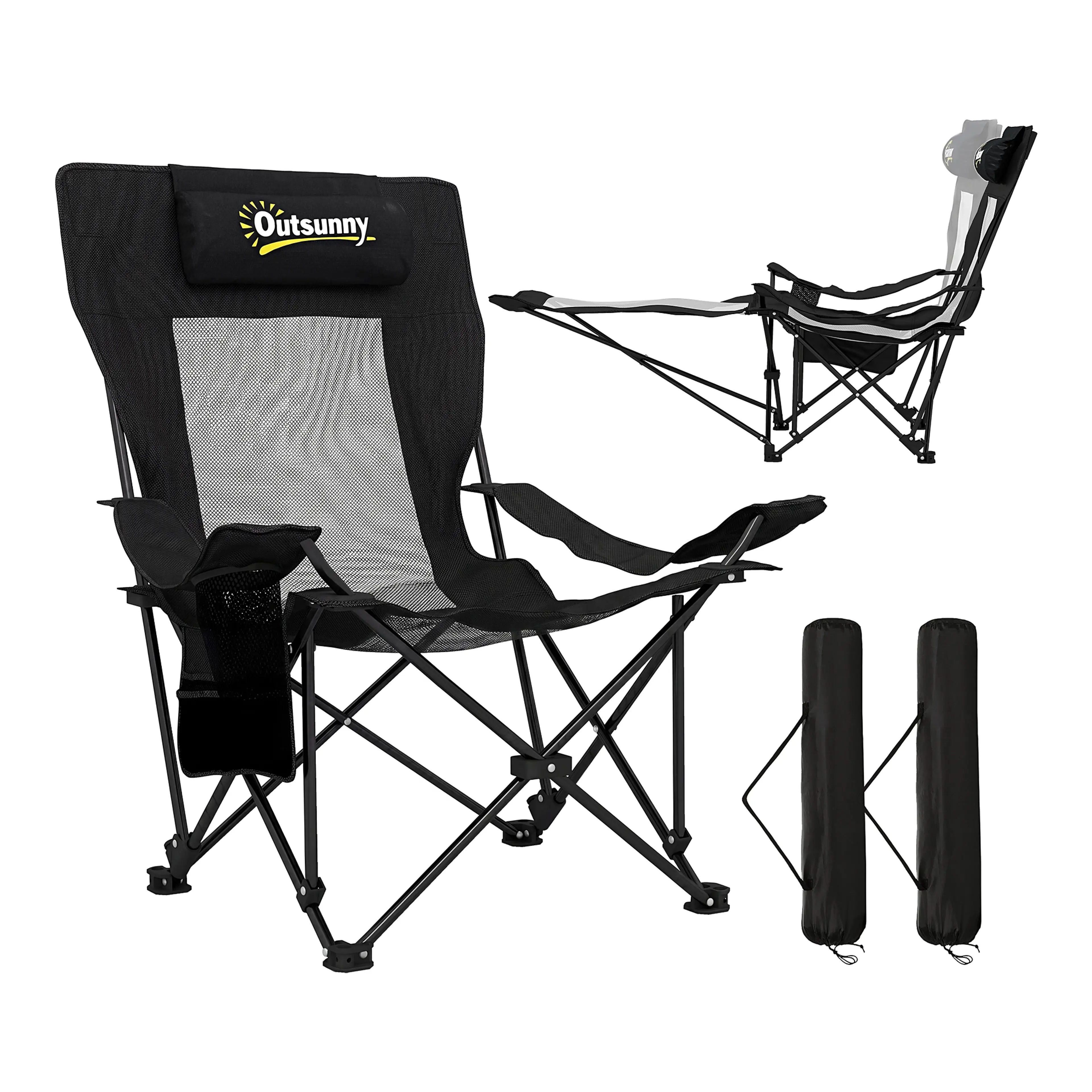 Campingstol med fotstöd 2-pack – fyra lägen, bär 120 kg