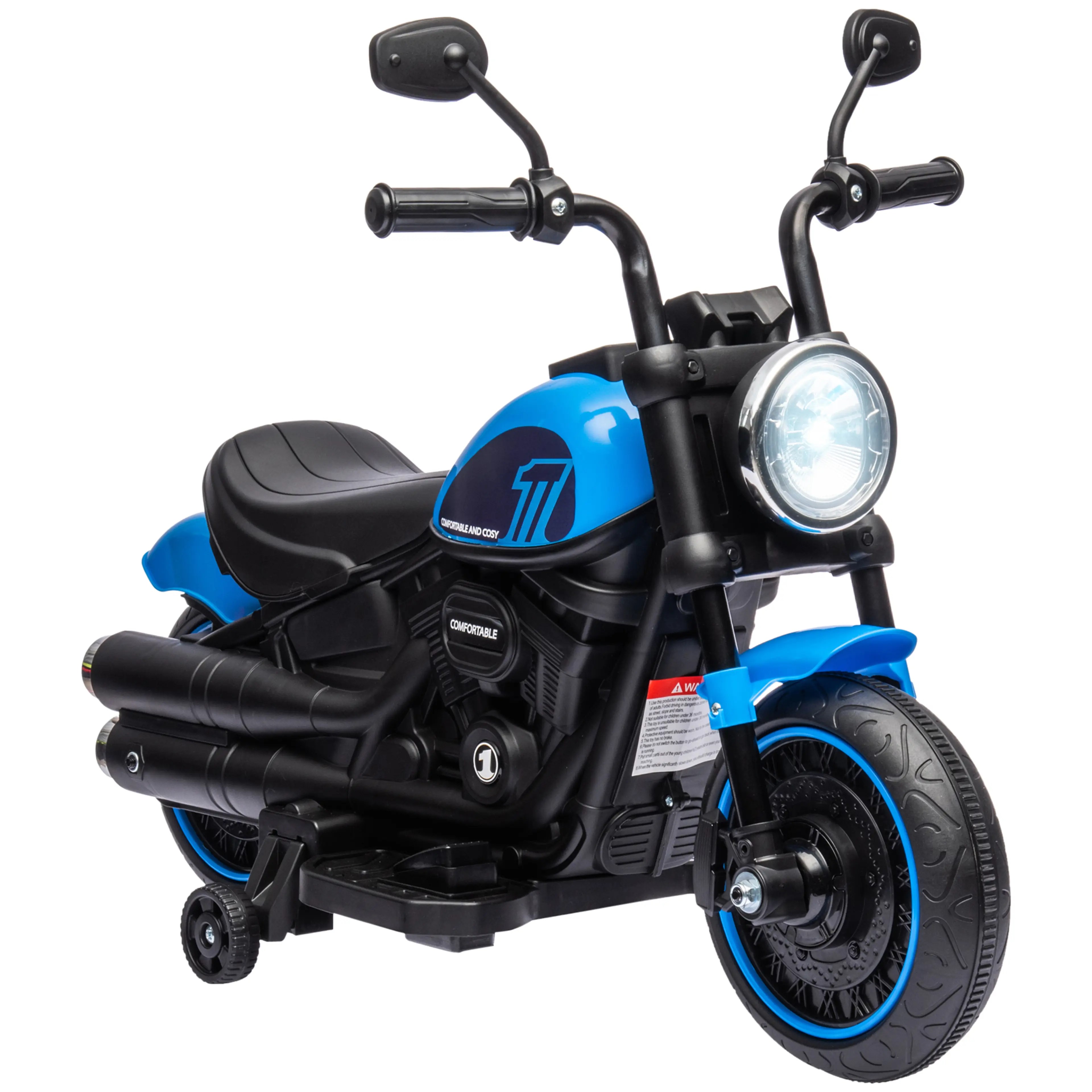Elmotorcykel barn chopper 6V – stödhjul och backfunktion, 3 färger