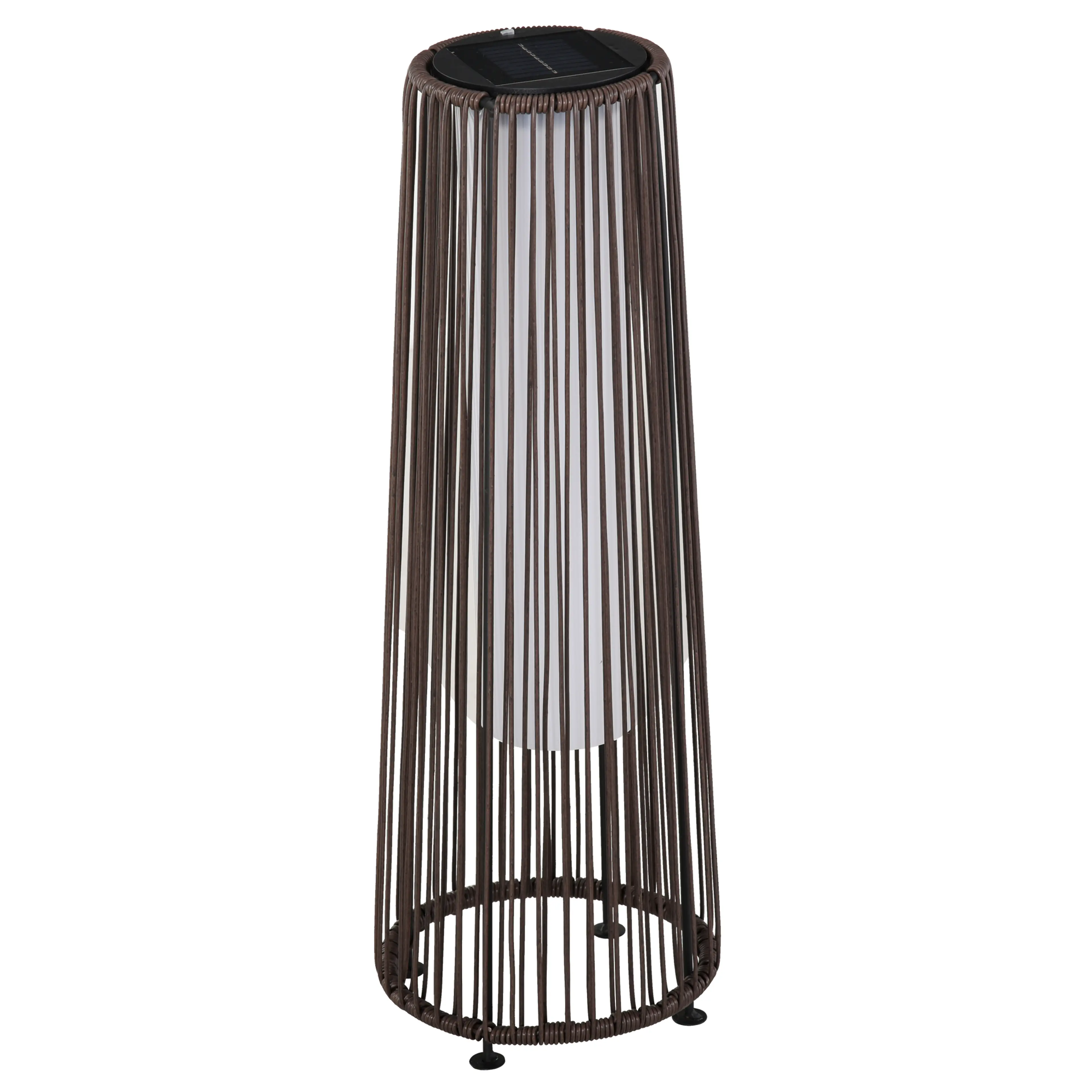 Solcellslykta 61 cm i brun konstrotting – 0,8 W och strömbrytare