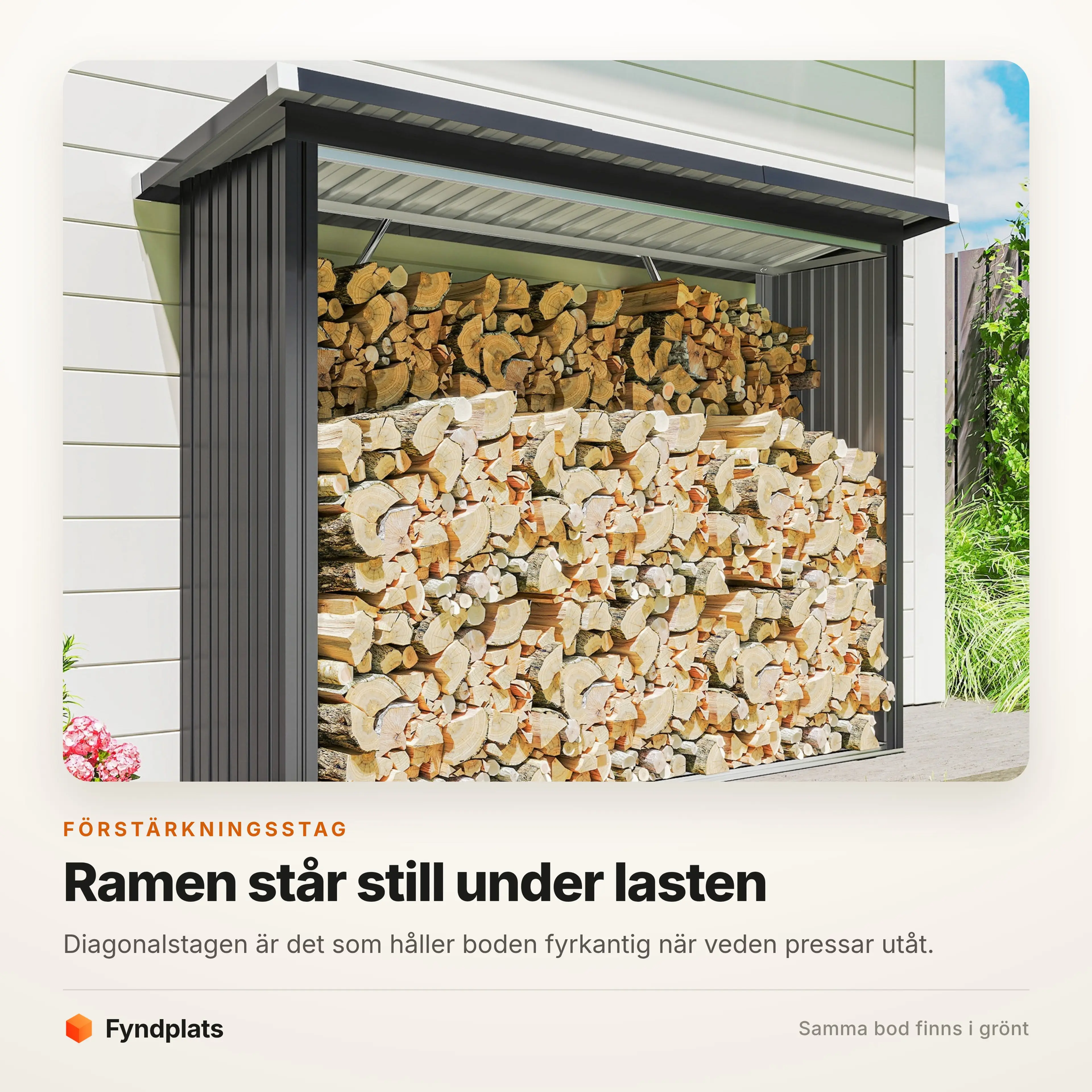Diagonalstagen håller ramen fyrkantig under lasten