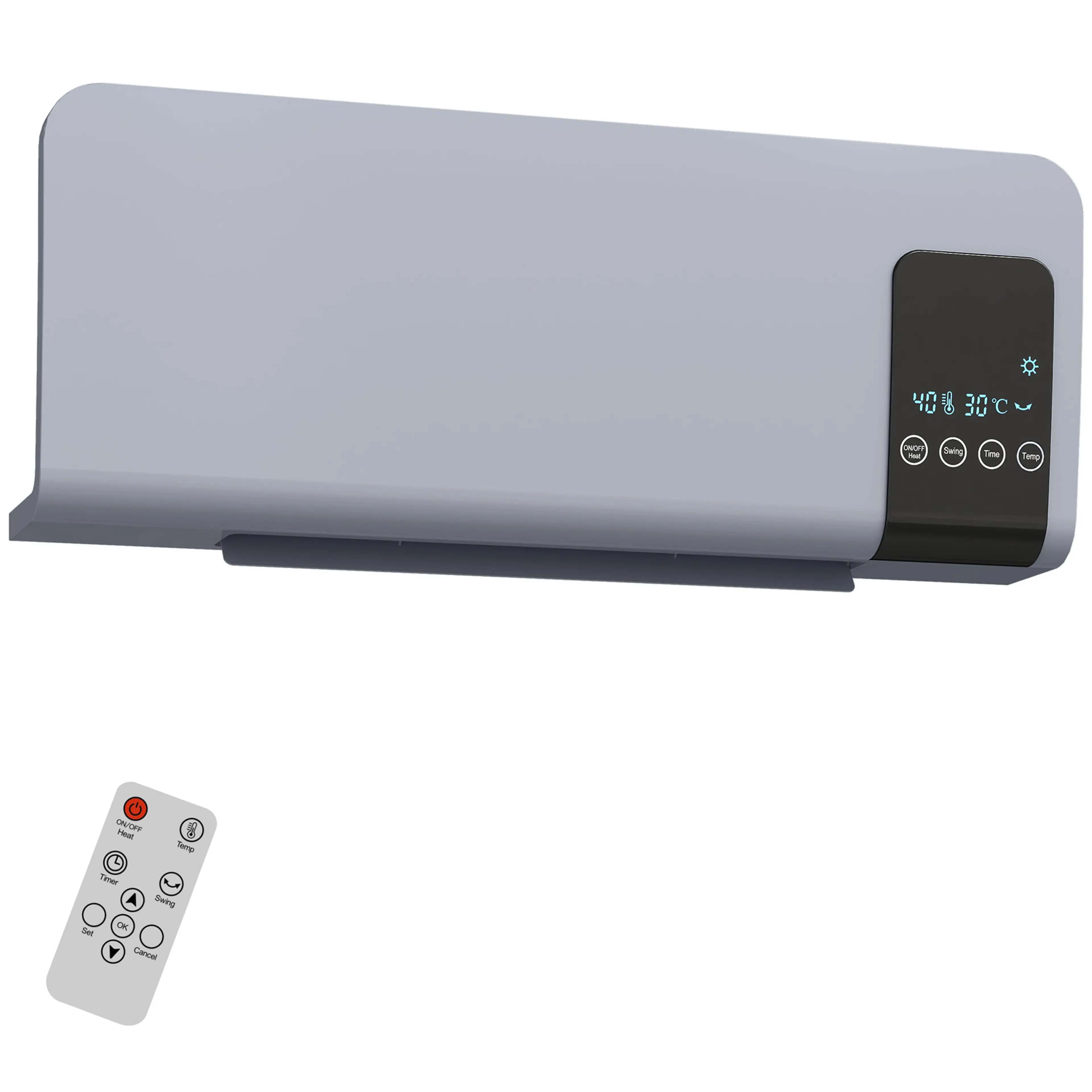 Väggvärmare grå 54,5 cm – 12 cm djup med oscillation