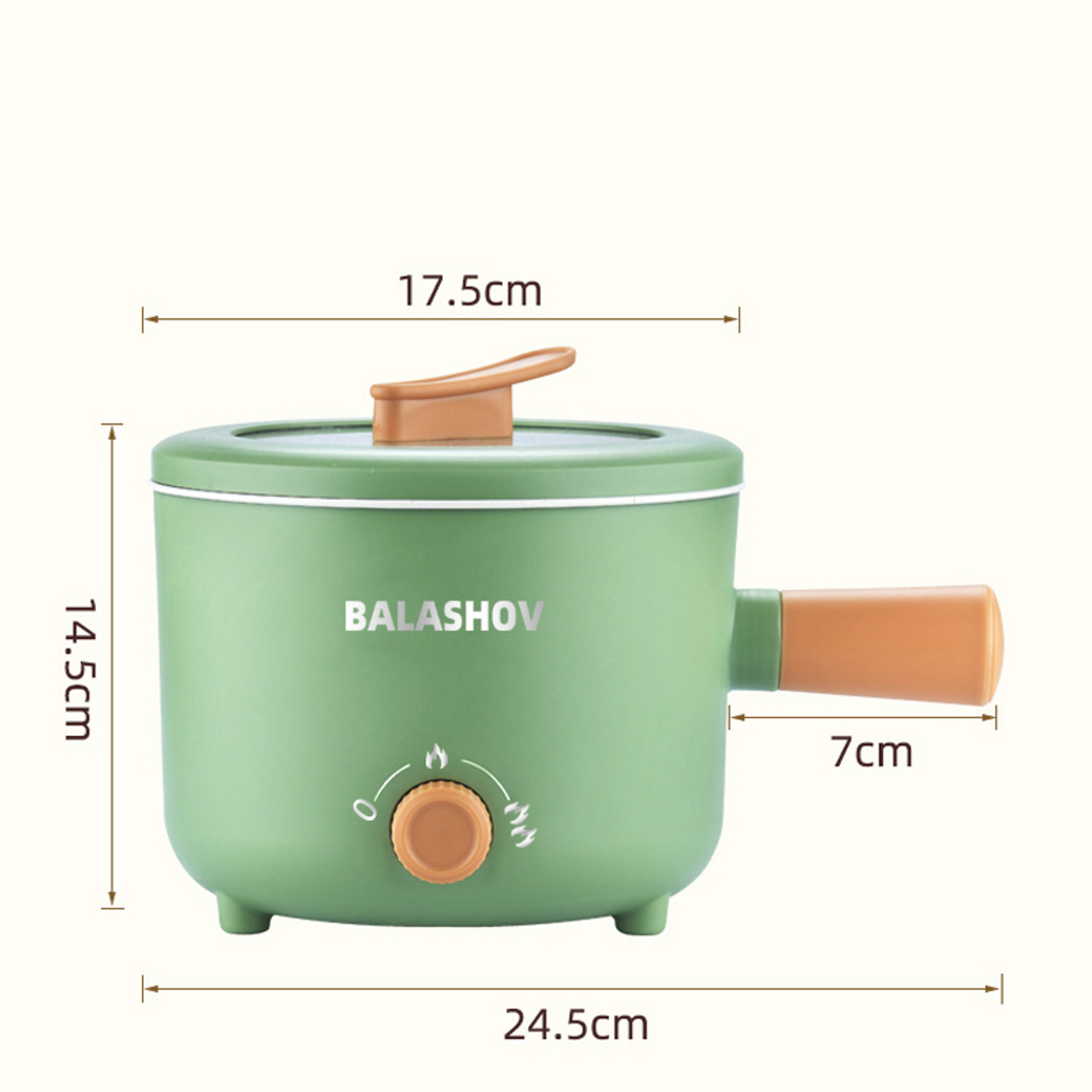 Mått för multikokaren: 24,5 cm bred, 14,5 cm hög, ca 17,5 cm samt 7 cm handtag