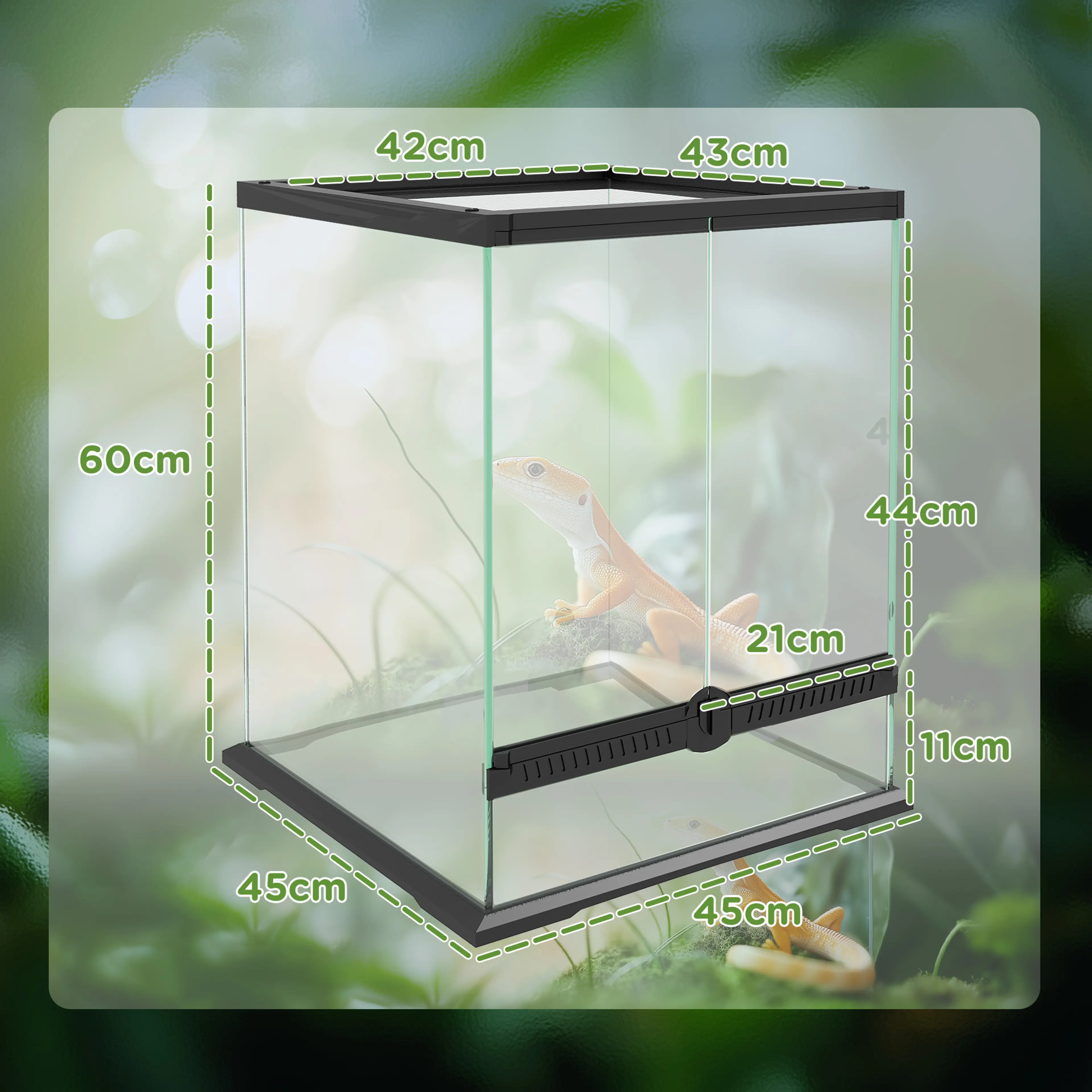 Högt glasterrarium 45 × 45 × 60 cm, 120 liter med lås – bild 5