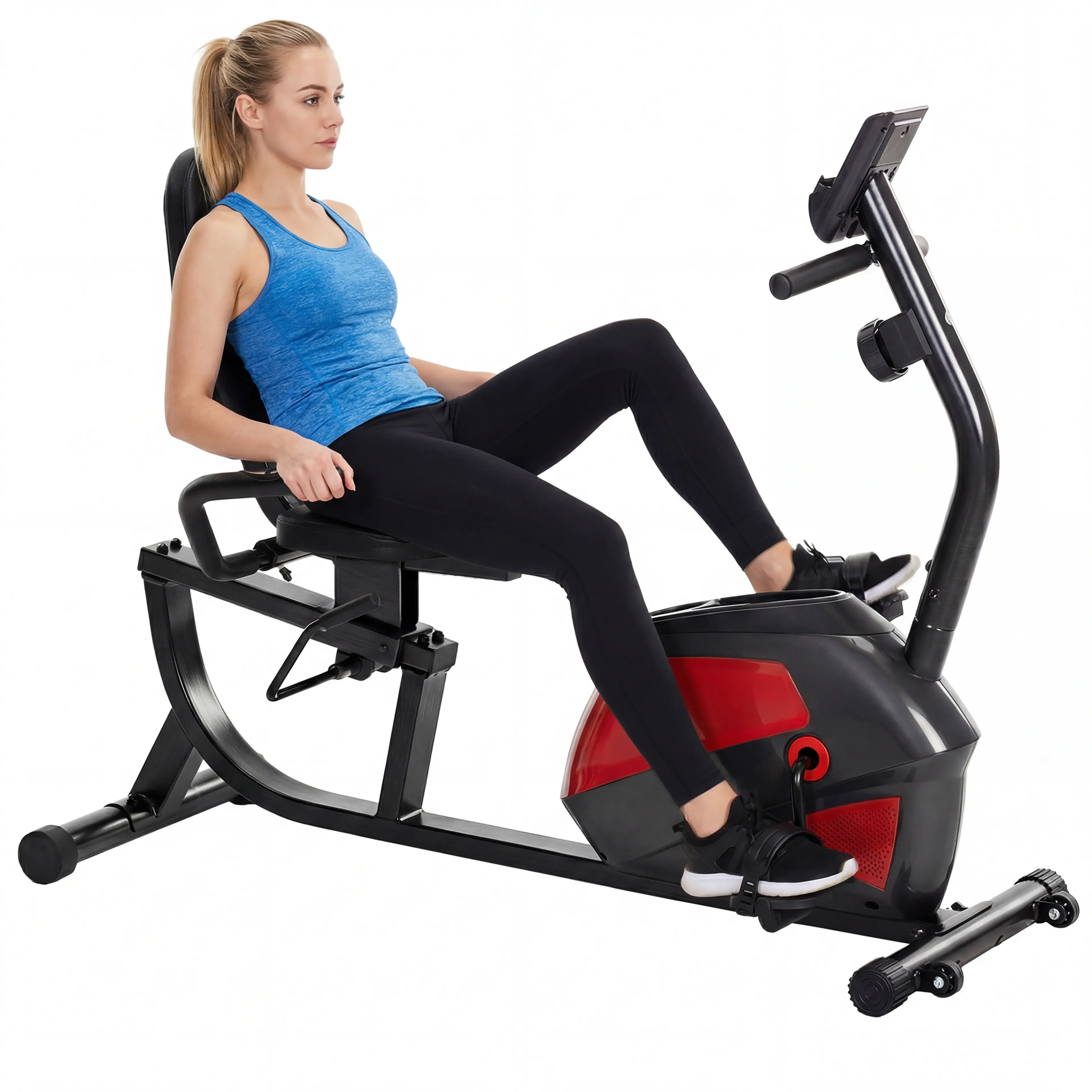 Motionscykel med ryggstöd – 8 motståndsnivåer, LCD och 3 kg svänghjul