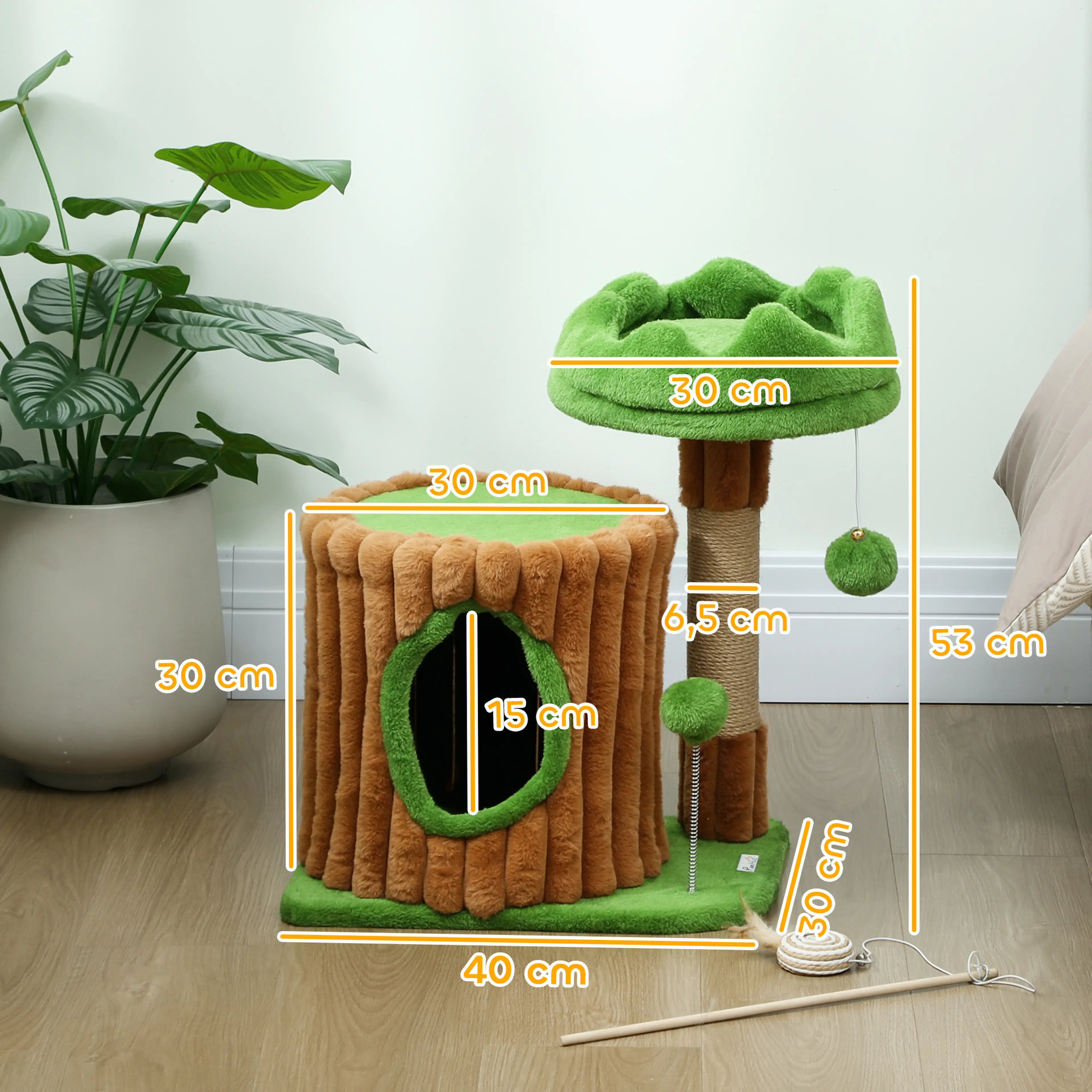 Klösträdets mått: 40 cm brett, 30 cm djupt och 53 cm högt