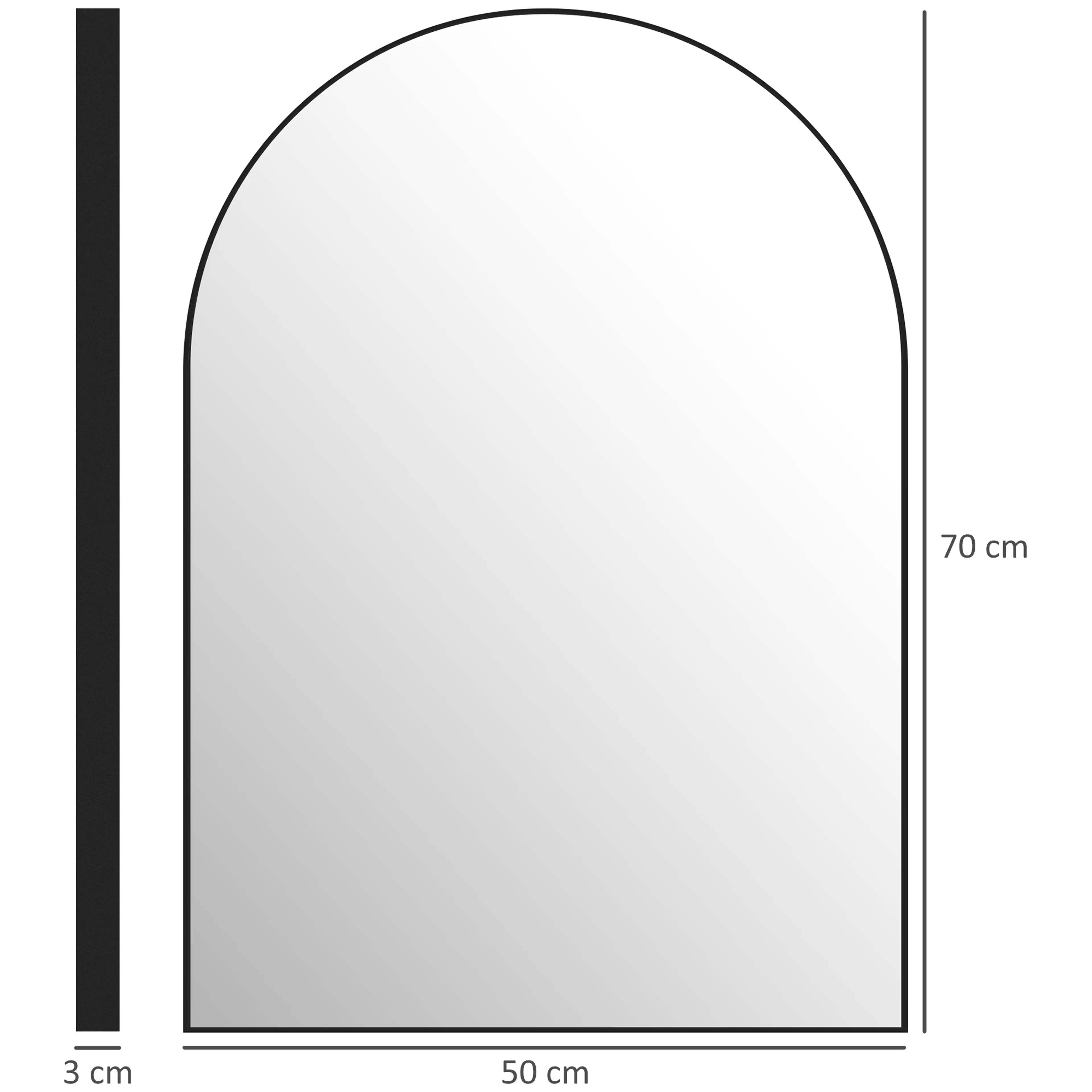 Bågformad badrumsspegel 50 × 70 cm, svart ram – bild 6
