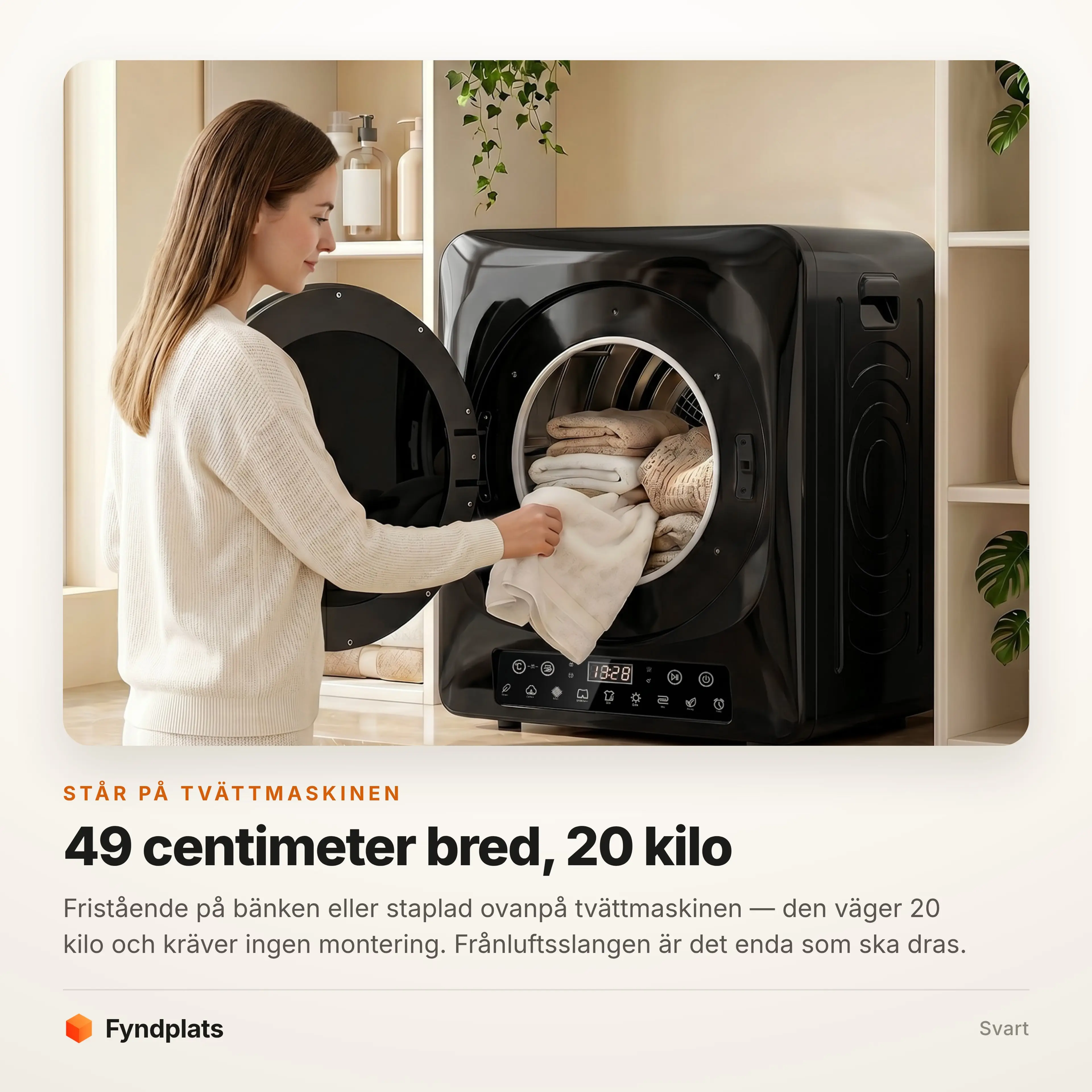 Torktumlaren staplad ovanpå en tvättmaskin