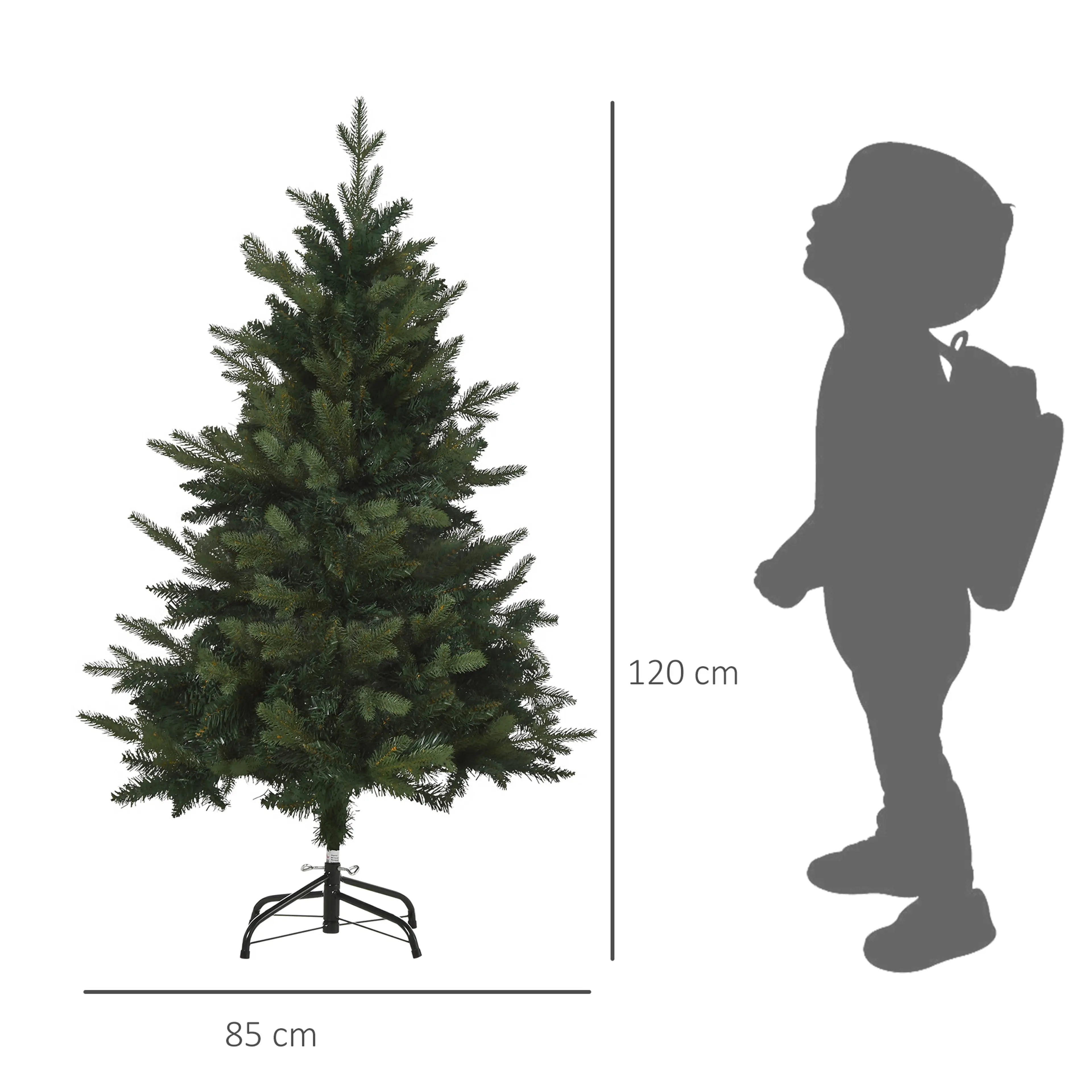 Måttskiss med siluett: 120 cm hög, 85 cm bred