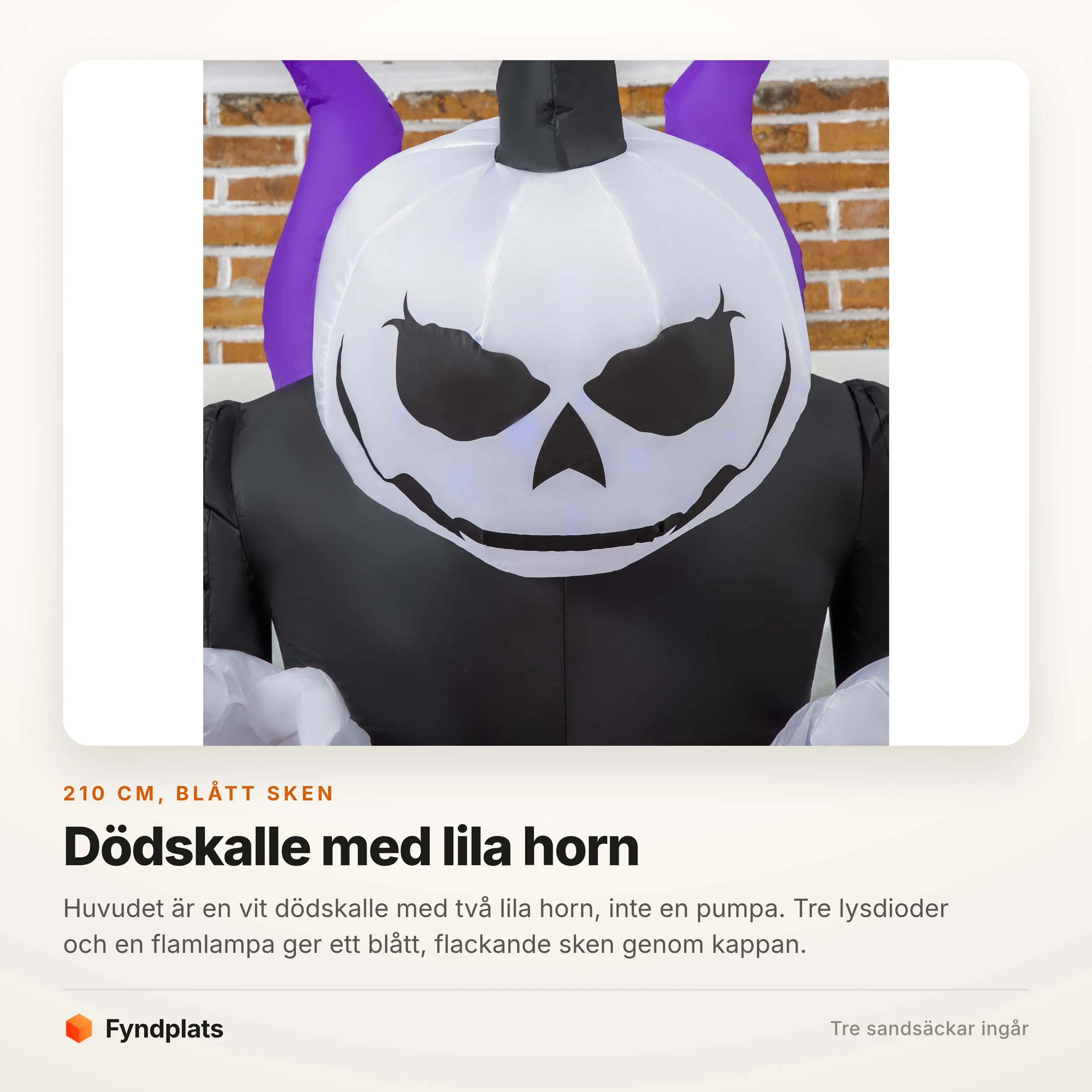 Närbild på dödskallen med lila horn