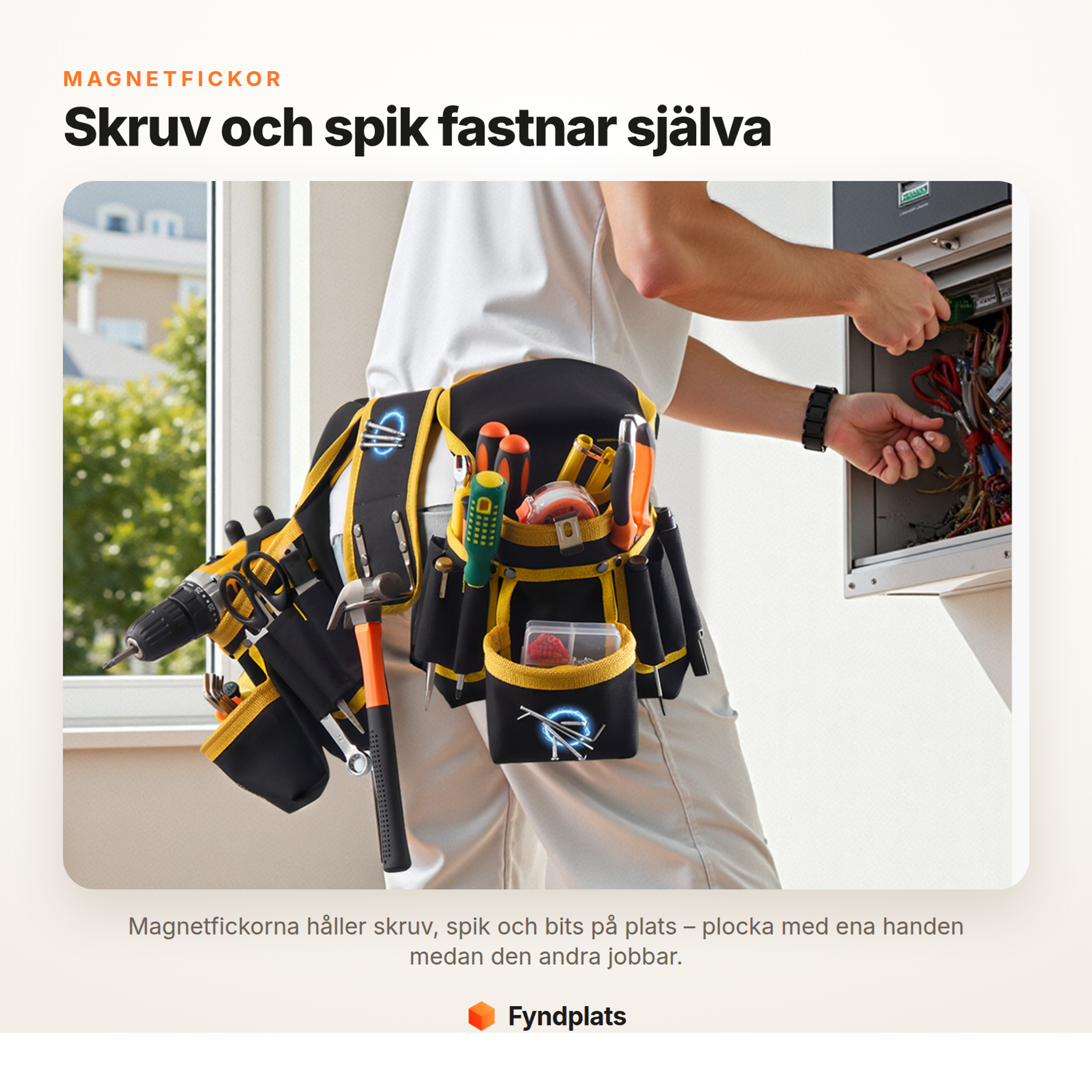 Fyndplats-kort: magnetfickor håller skruv och spik på plats