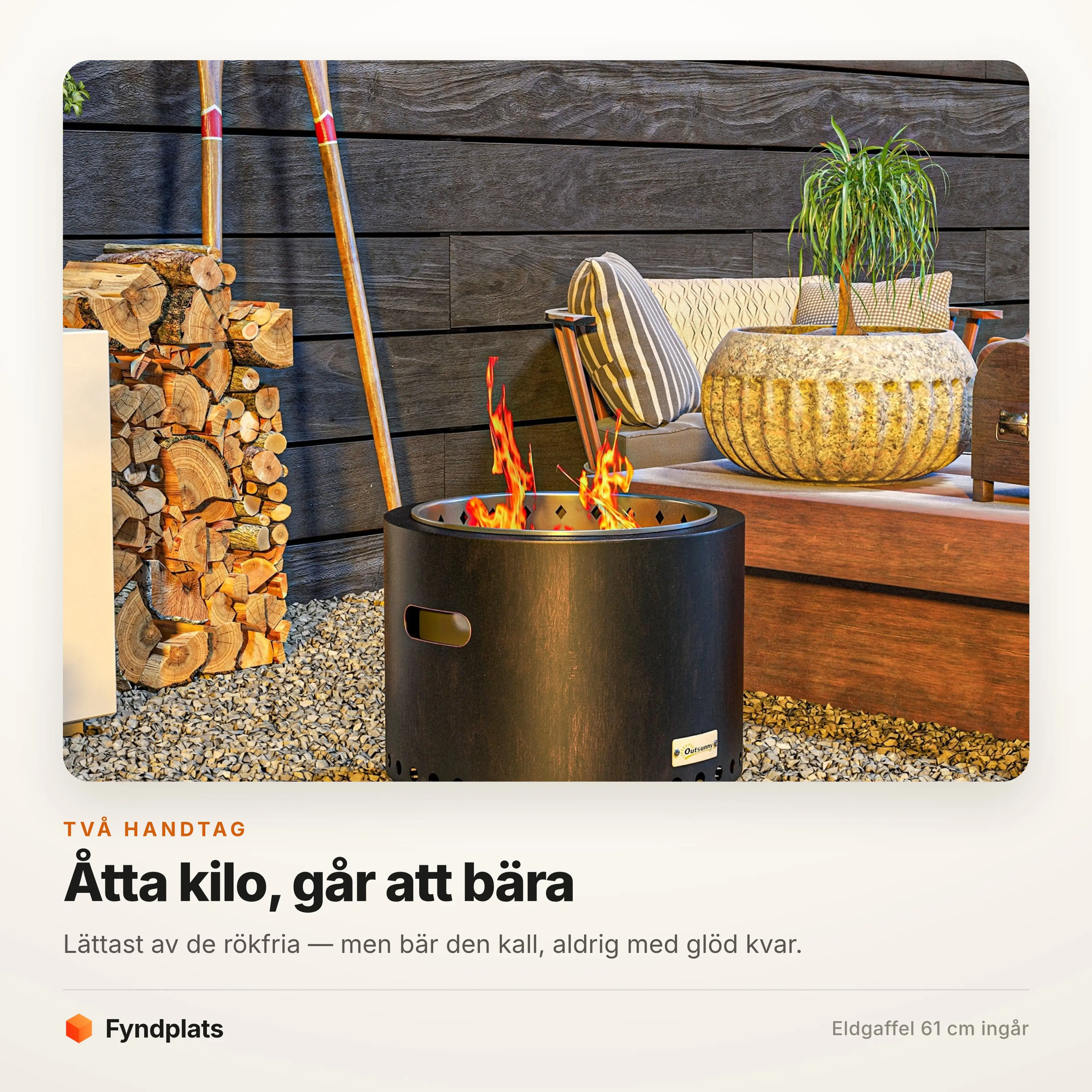Två handtag på sidorna, åtta kilo
