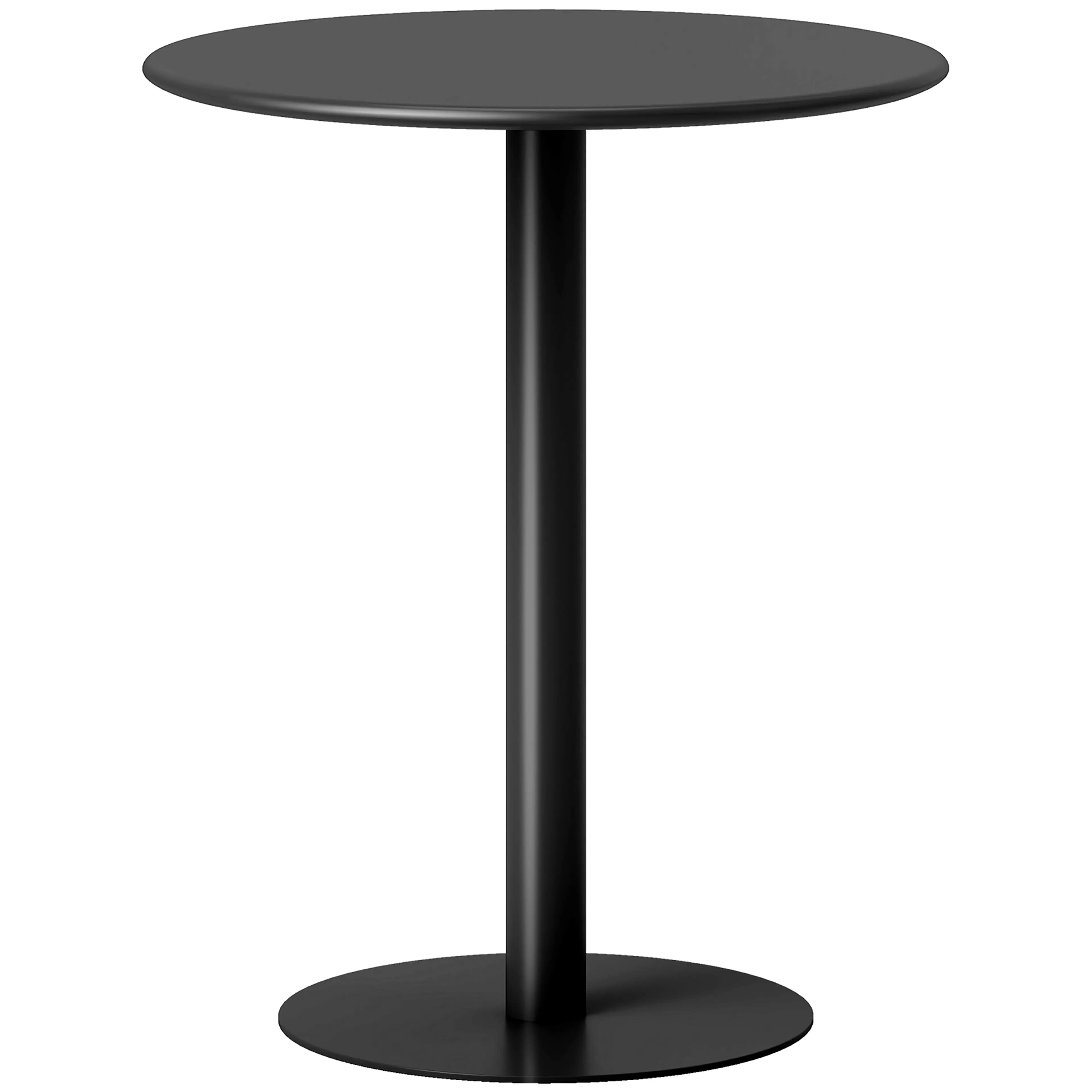 Runt köksbord i svart stål med skiva Ø60 cm, pelarben och rund fot