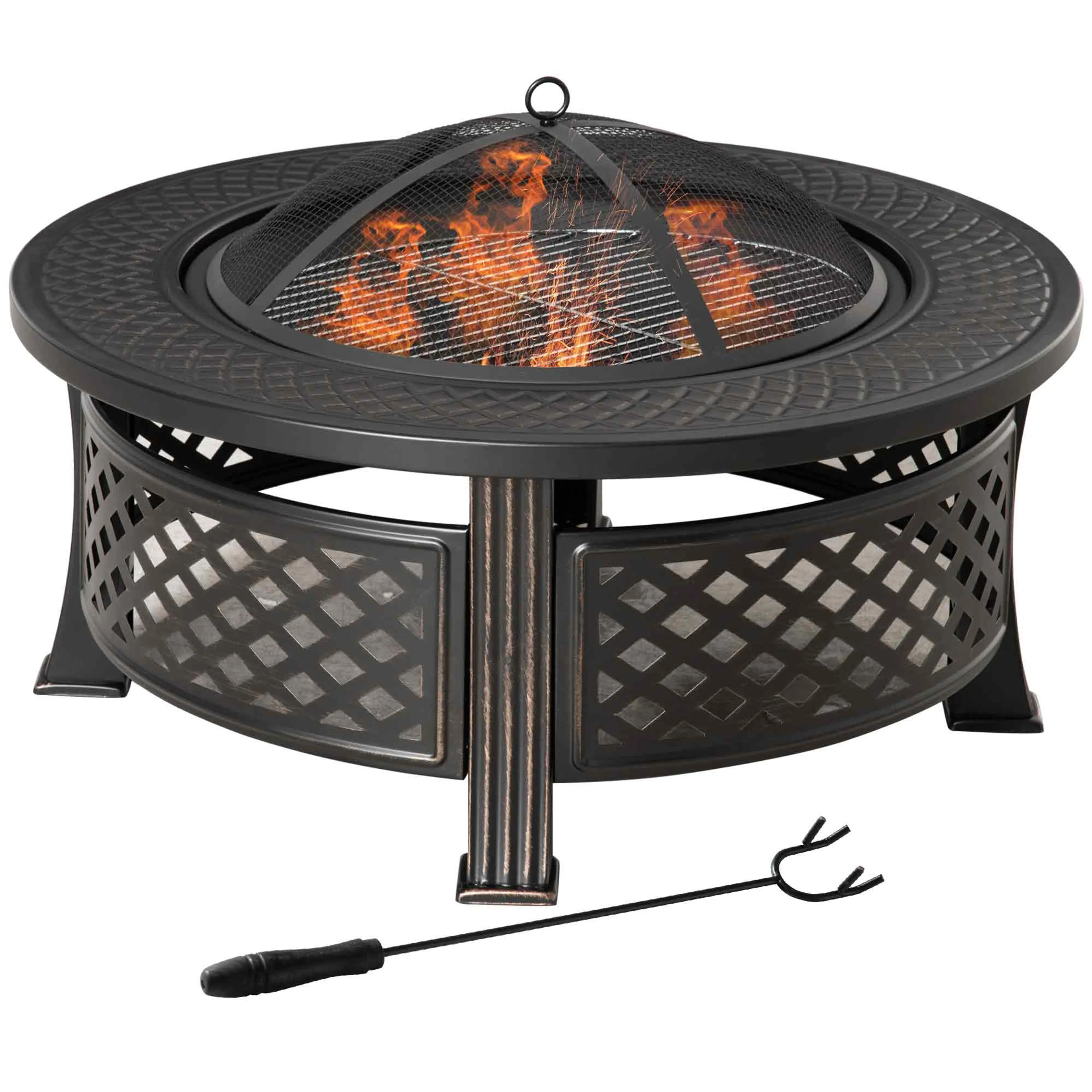 Eldbord 81 cm med bordsyta runt elden – grill och gnistlock