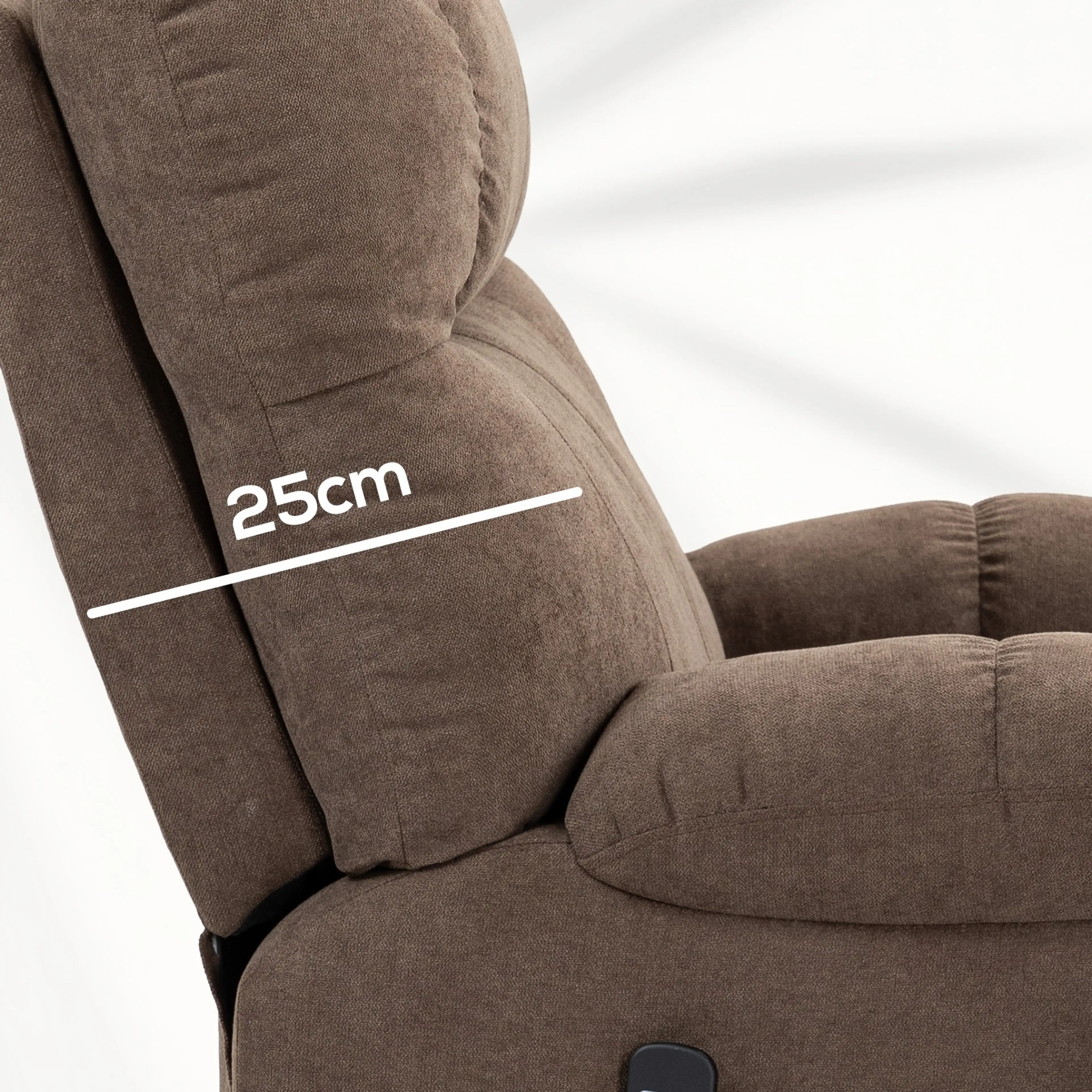 Uppresningsfåtölj brun med mugghållare – massage, ländvärme och 60 cm sits – bild 6