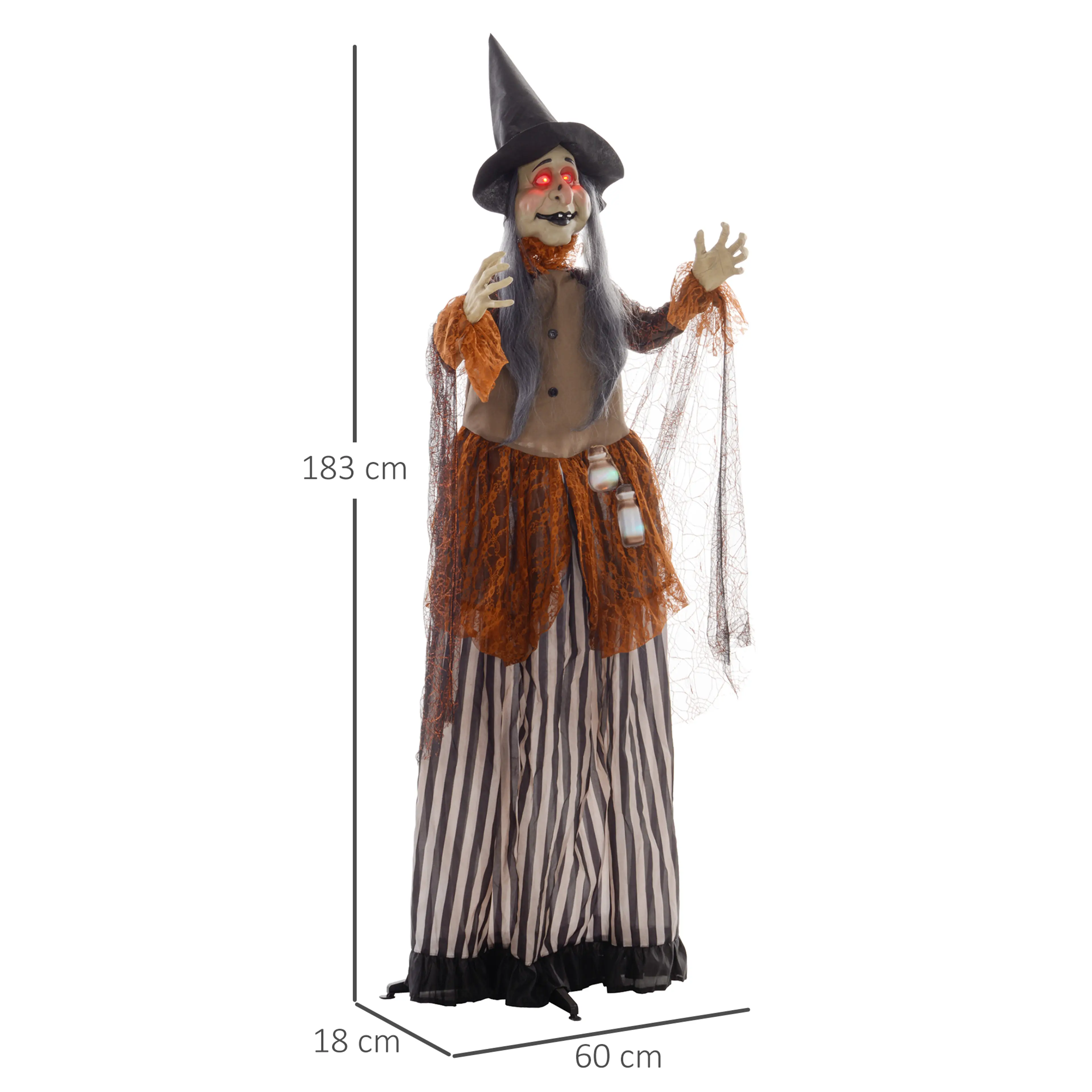 Animerad halloweenhäxa 183 cm med lysande trolldryck – bild 6