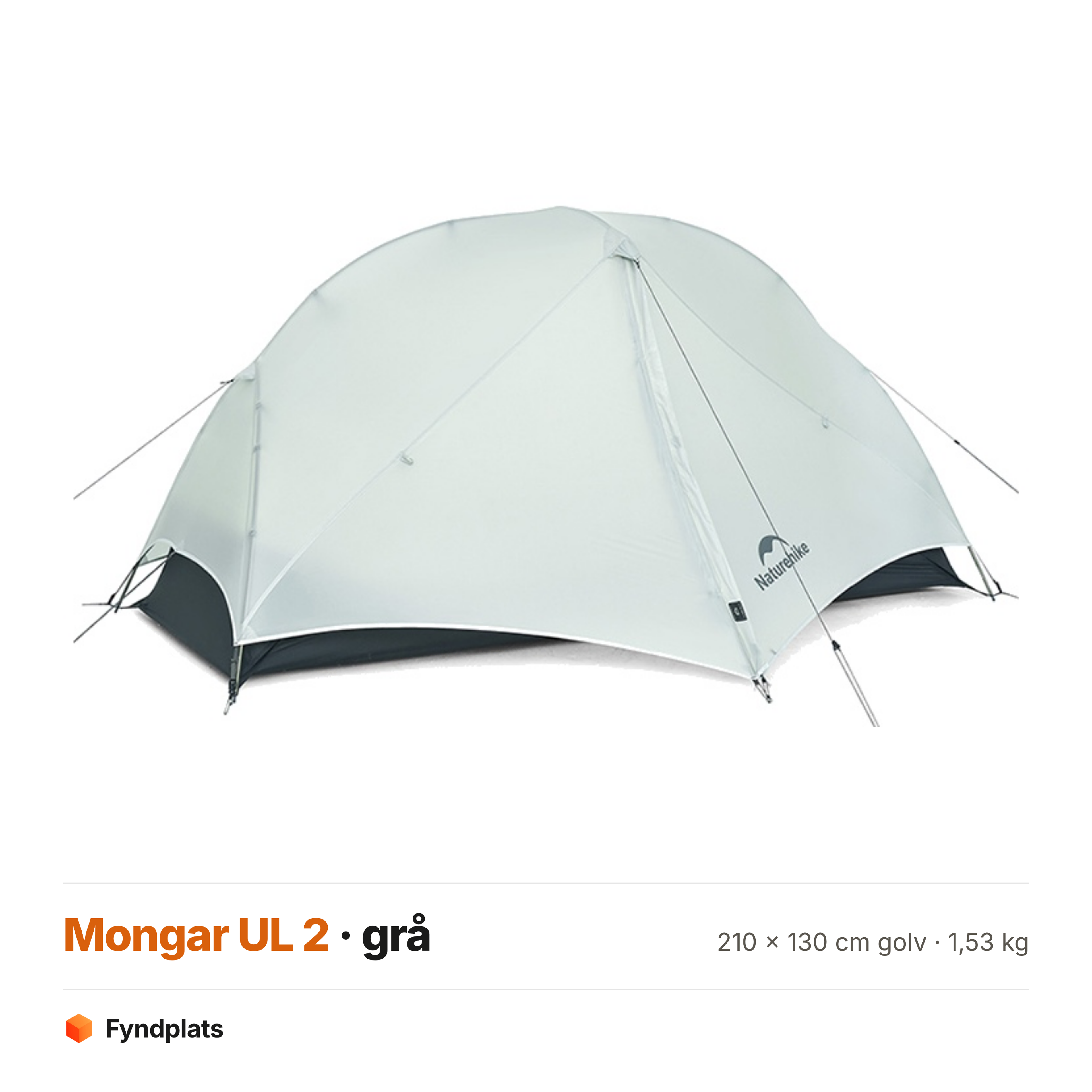 Mongar UL 2 i grått – 210 × 130 cm golv och 1,53 kg