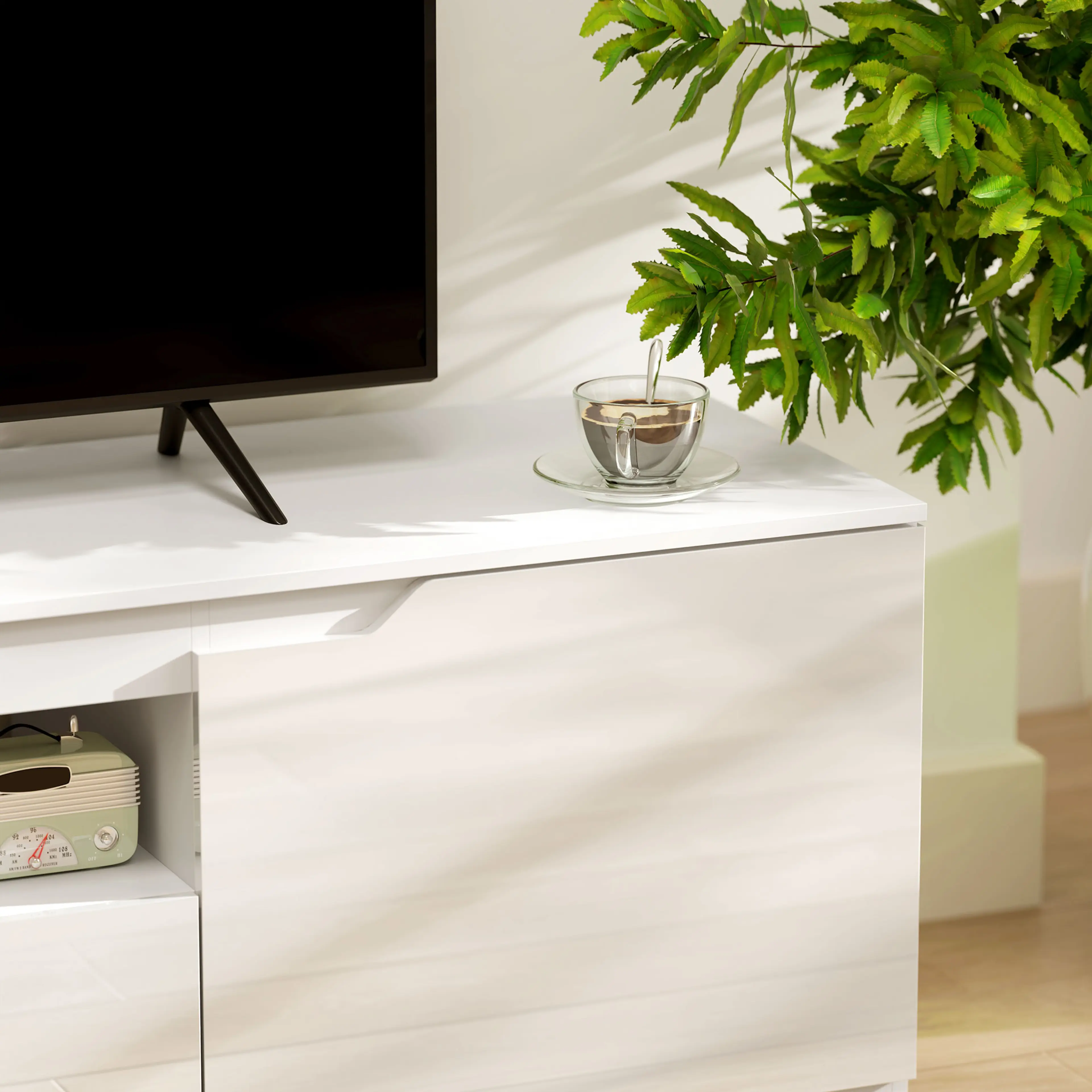 TV-bänk 160 cm i högglans vit – bild 6