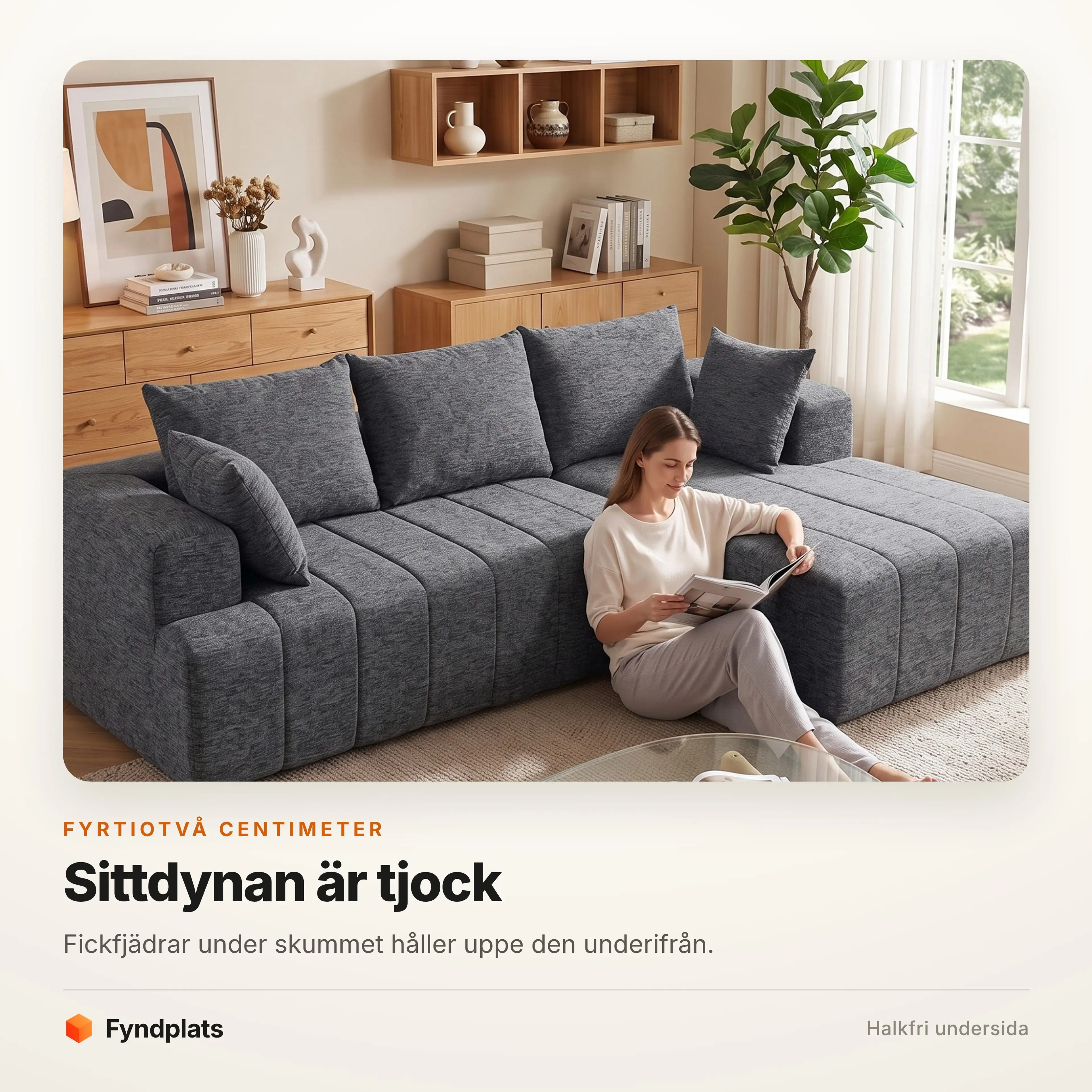 Fyrtiotvå centimeter tjock sittdyna med fickfjädrar