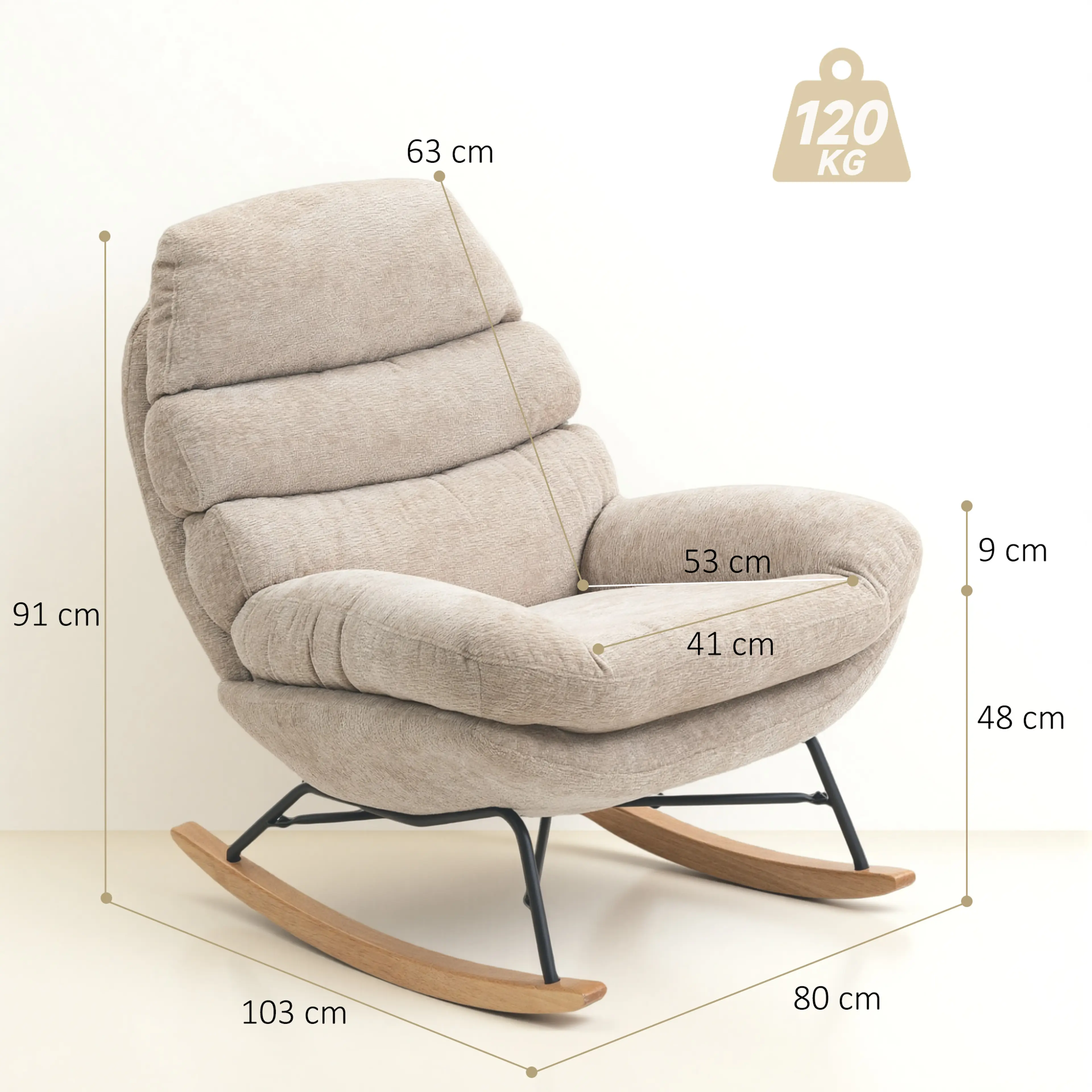 Måttritning med 80 × 103 × 91 cm och sitsens 41 × 53 cm