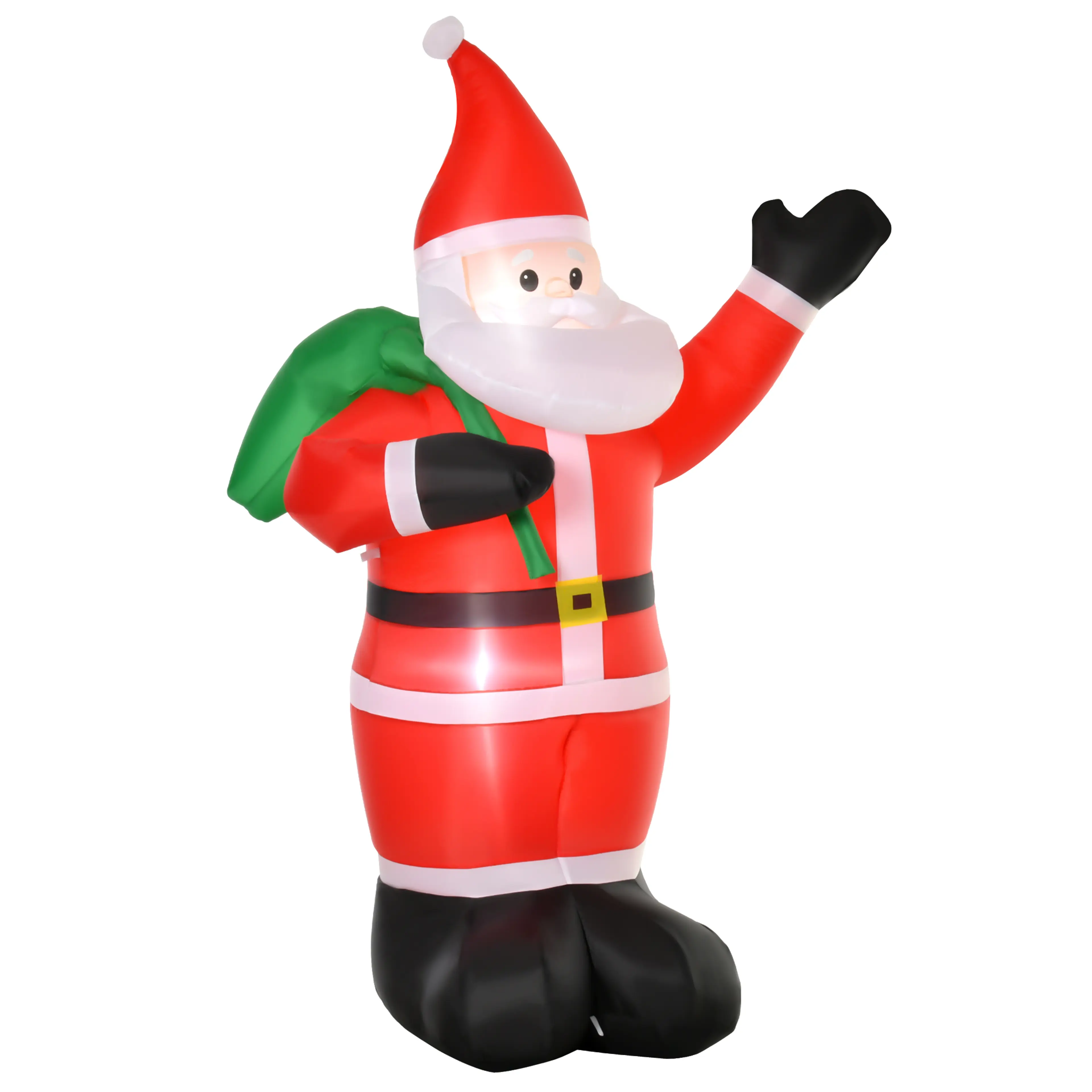 Uppblåsbar tomte 240 cm med julklappssäck och LED
