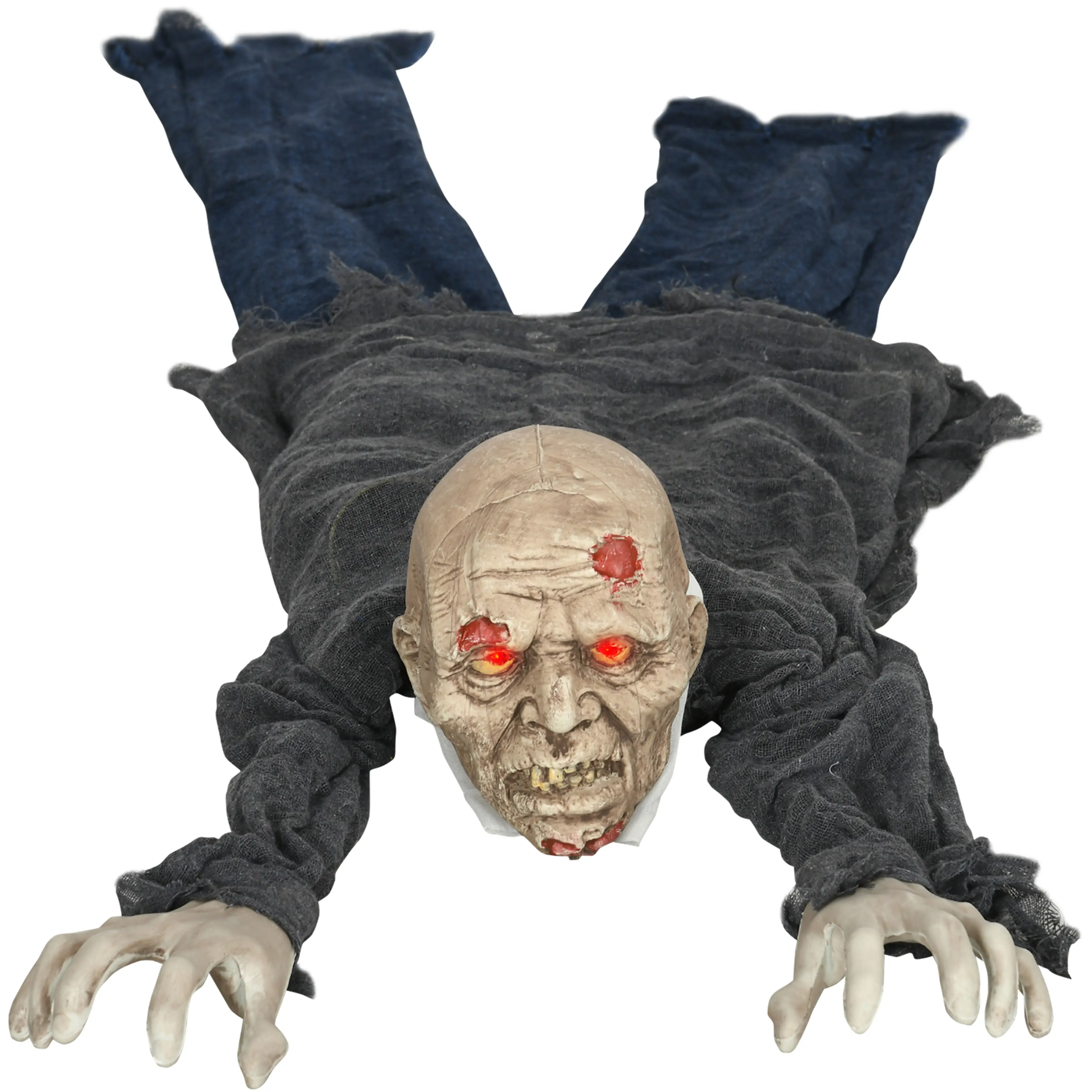Krypande halloweenzombie 159 cm med röda LED-ögon