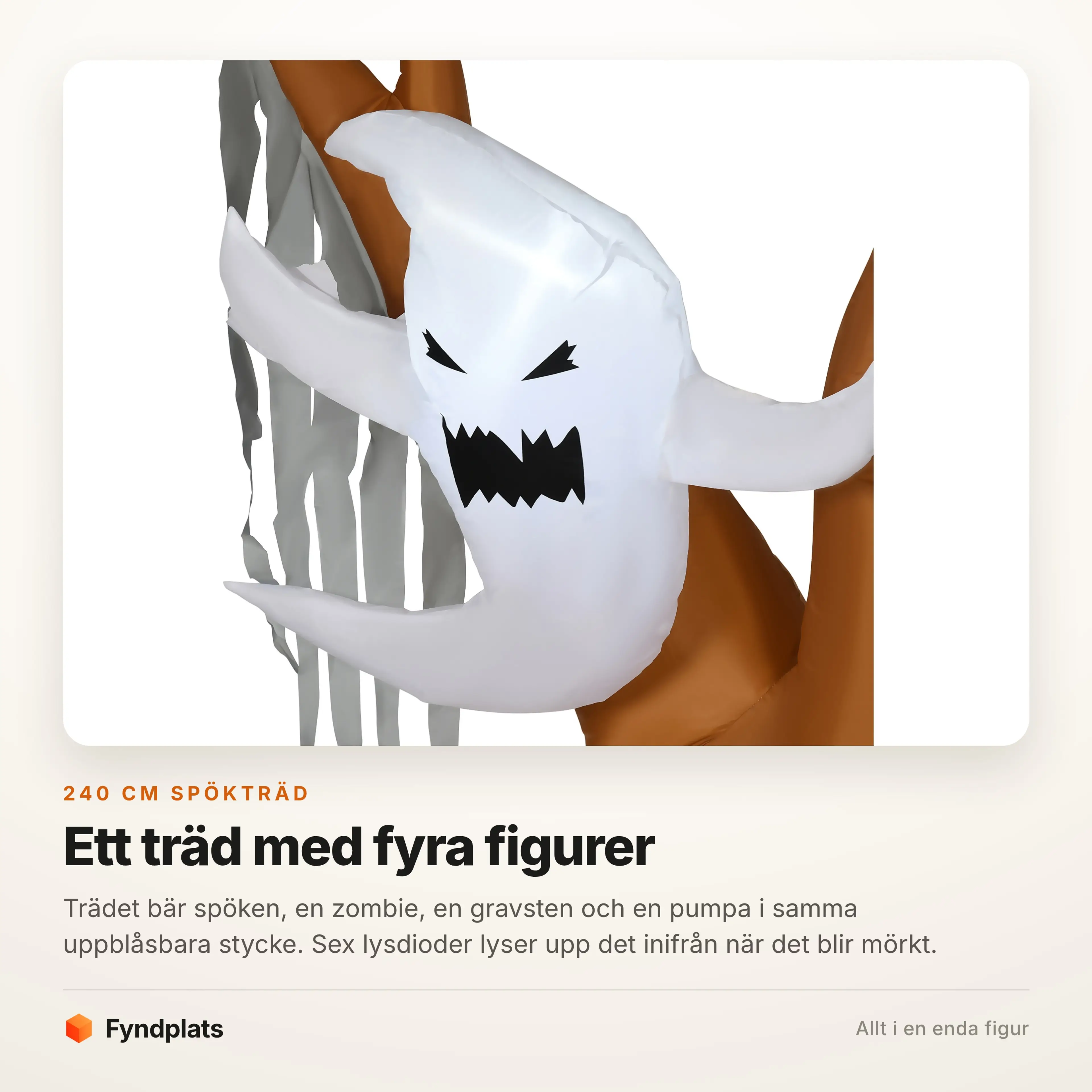 Närbild på ett av spökena i trädet