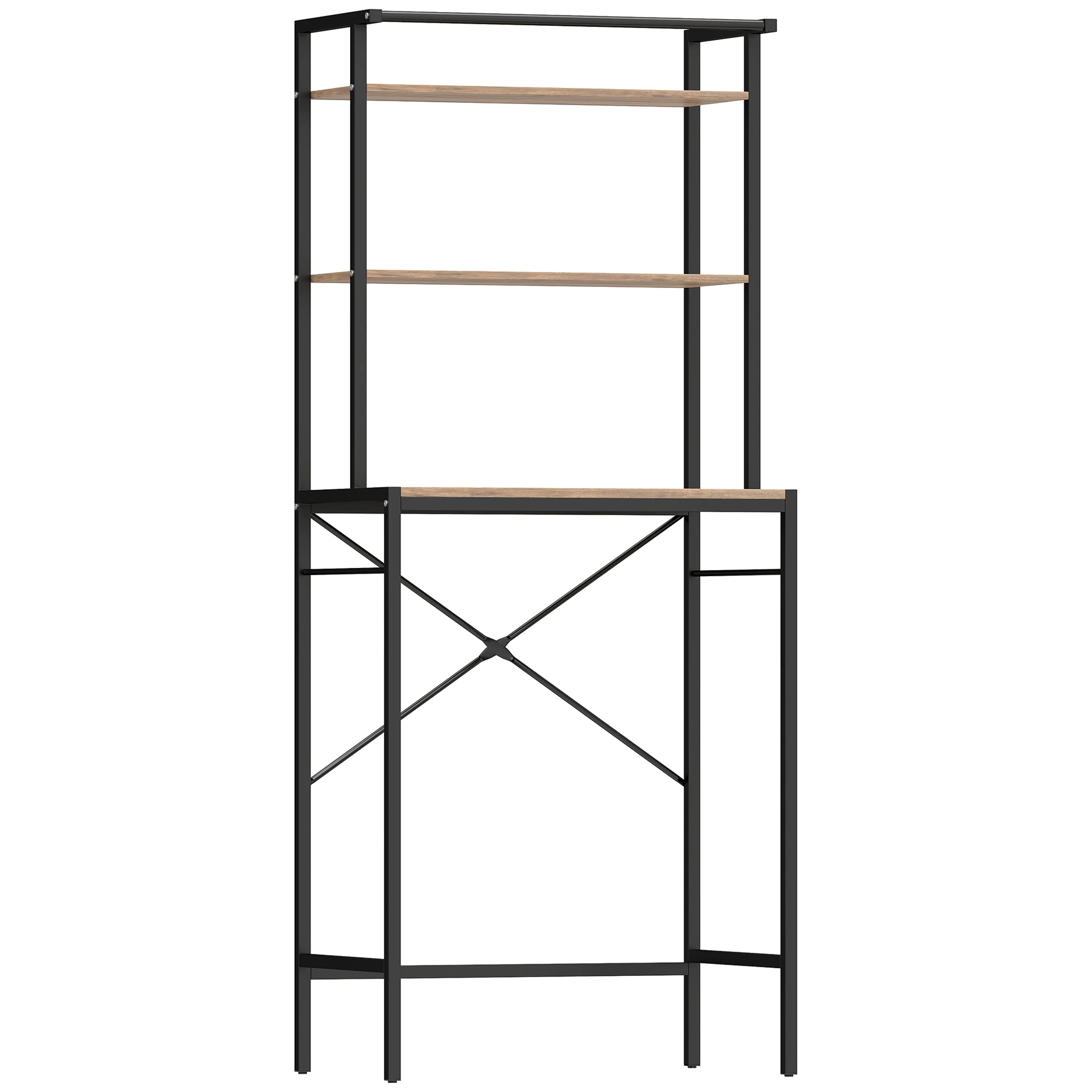 Tvättmaskinshylla 67 × 162 cm med torkstång