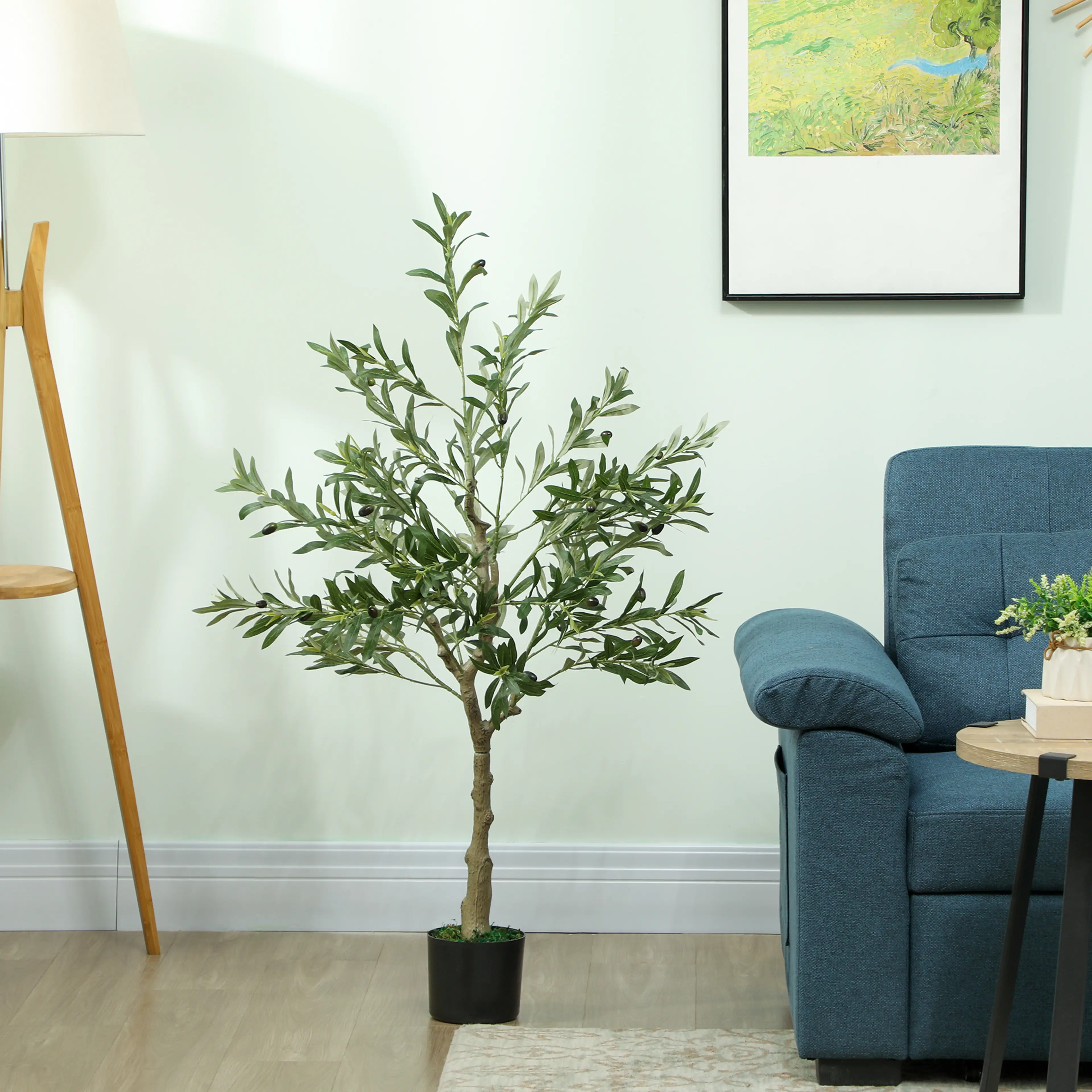 Konstgjort olivträd 120 cm – konstväxt med silkesblad i kruka
