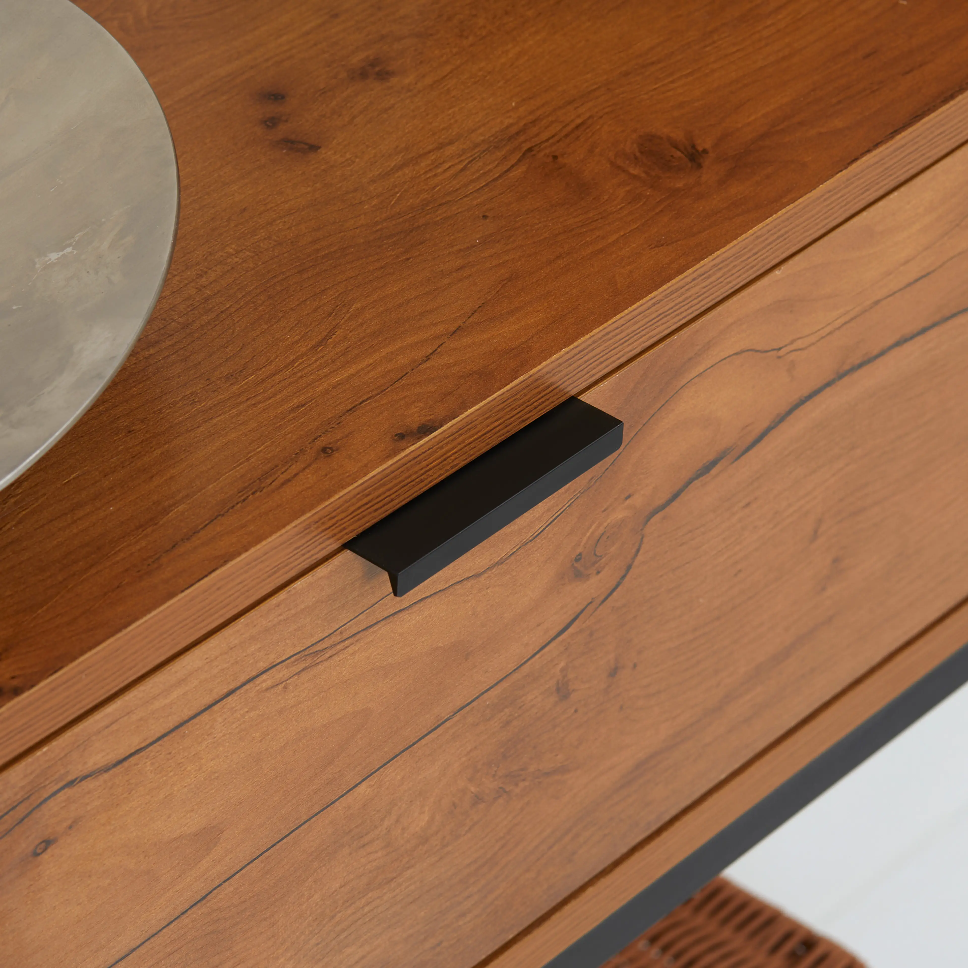 Konsolbord med låda 80 cm, naturträ – bild 5
