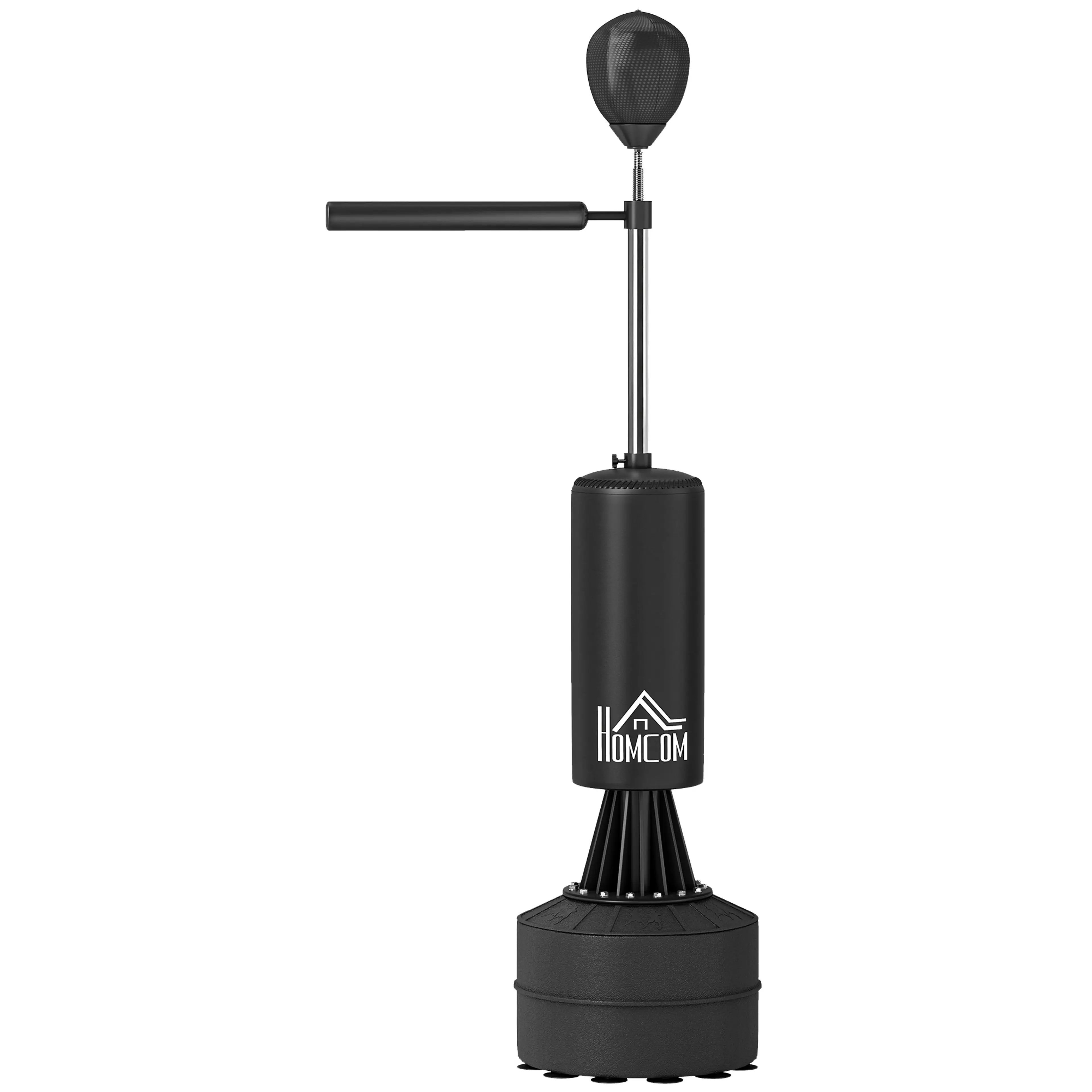 Boxningssäck svart 155–205 cm med roterande arm och boll