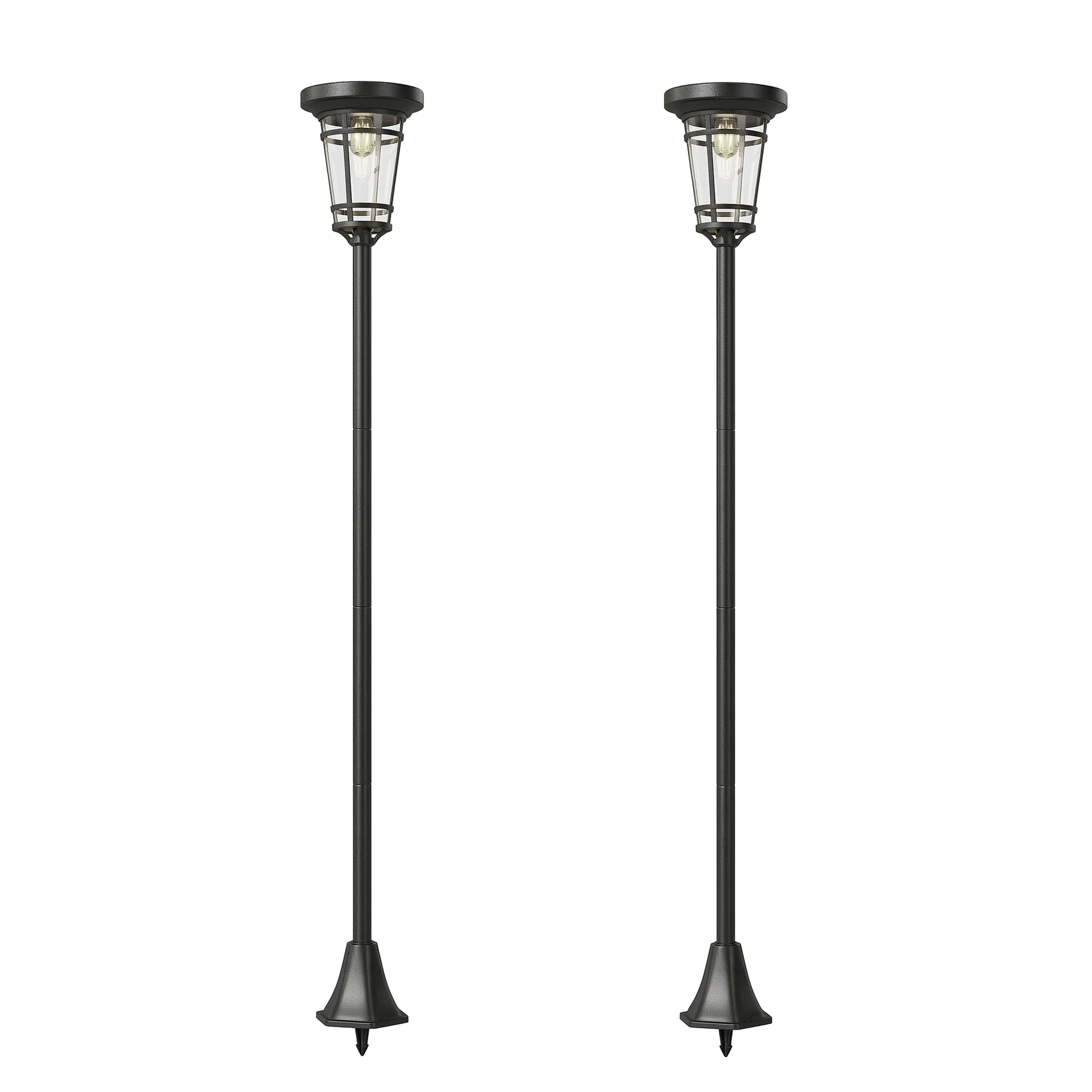 Solcellslampor 2-pack – lyktstolpar 180 cm med två ljuslägen och jordspett