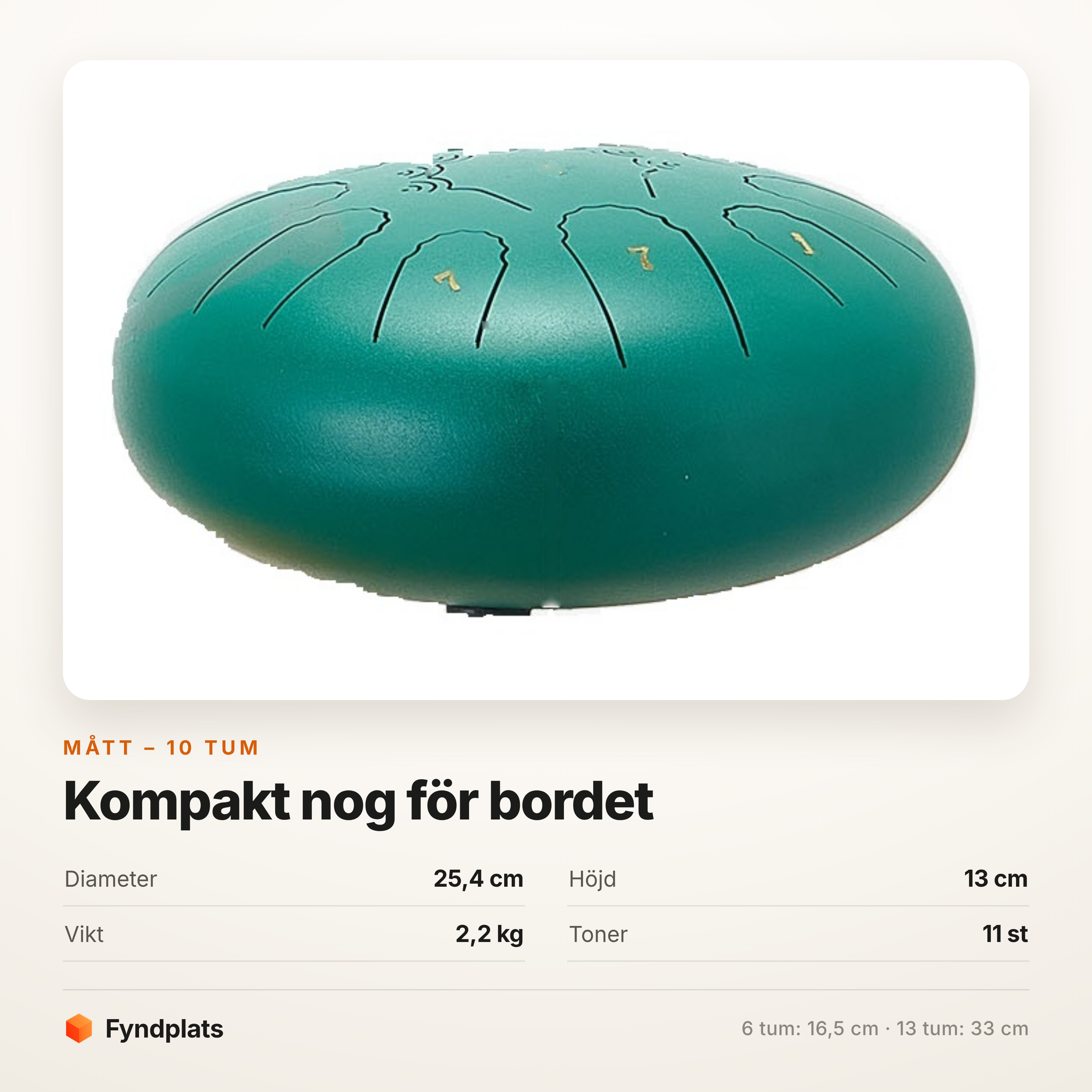 Tungtrumma i profil – 25,4 cm i diameter och 13 cm hög