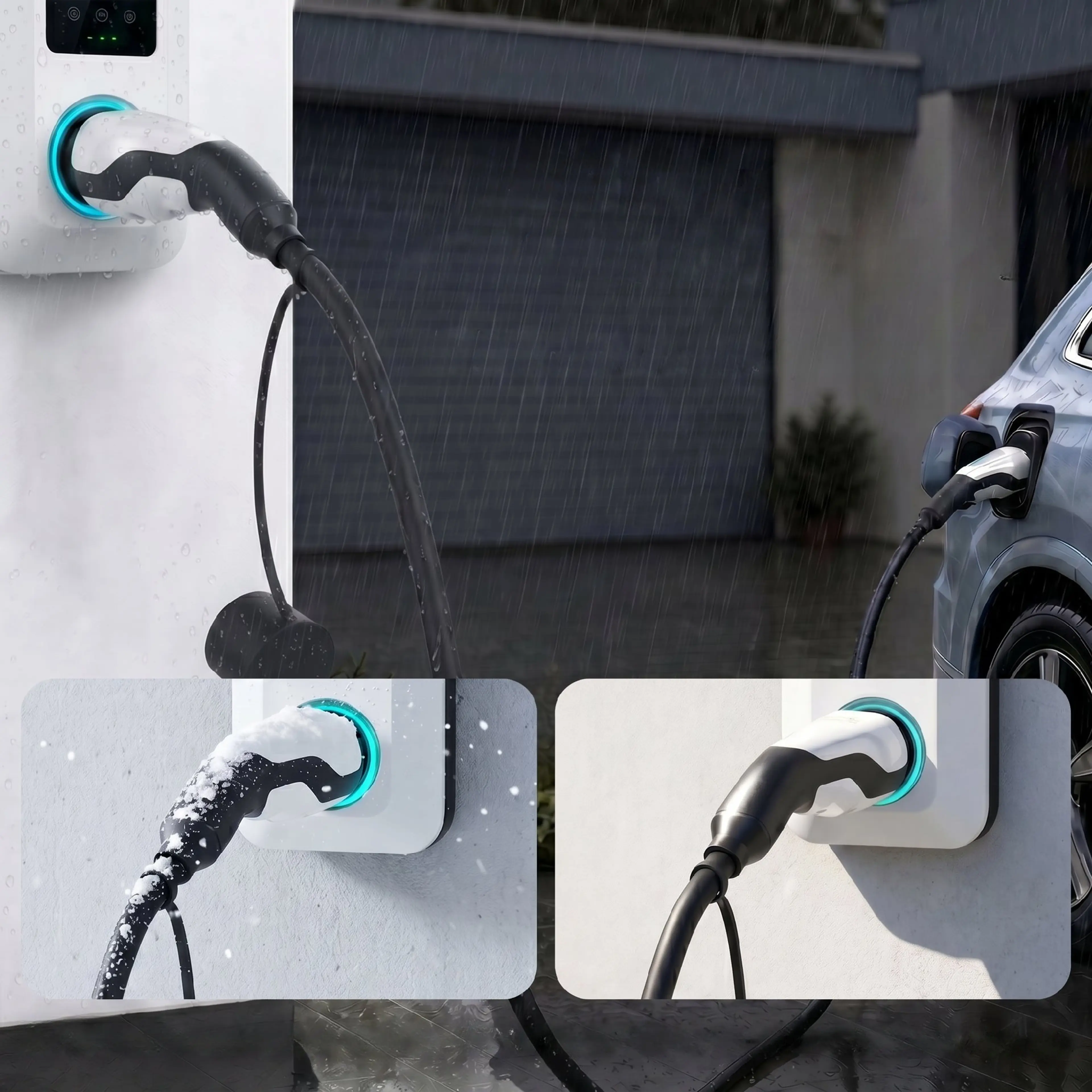 IP65-klassad laddkabel för elbil laddar i regn och snö – tål -30 till +50 °C