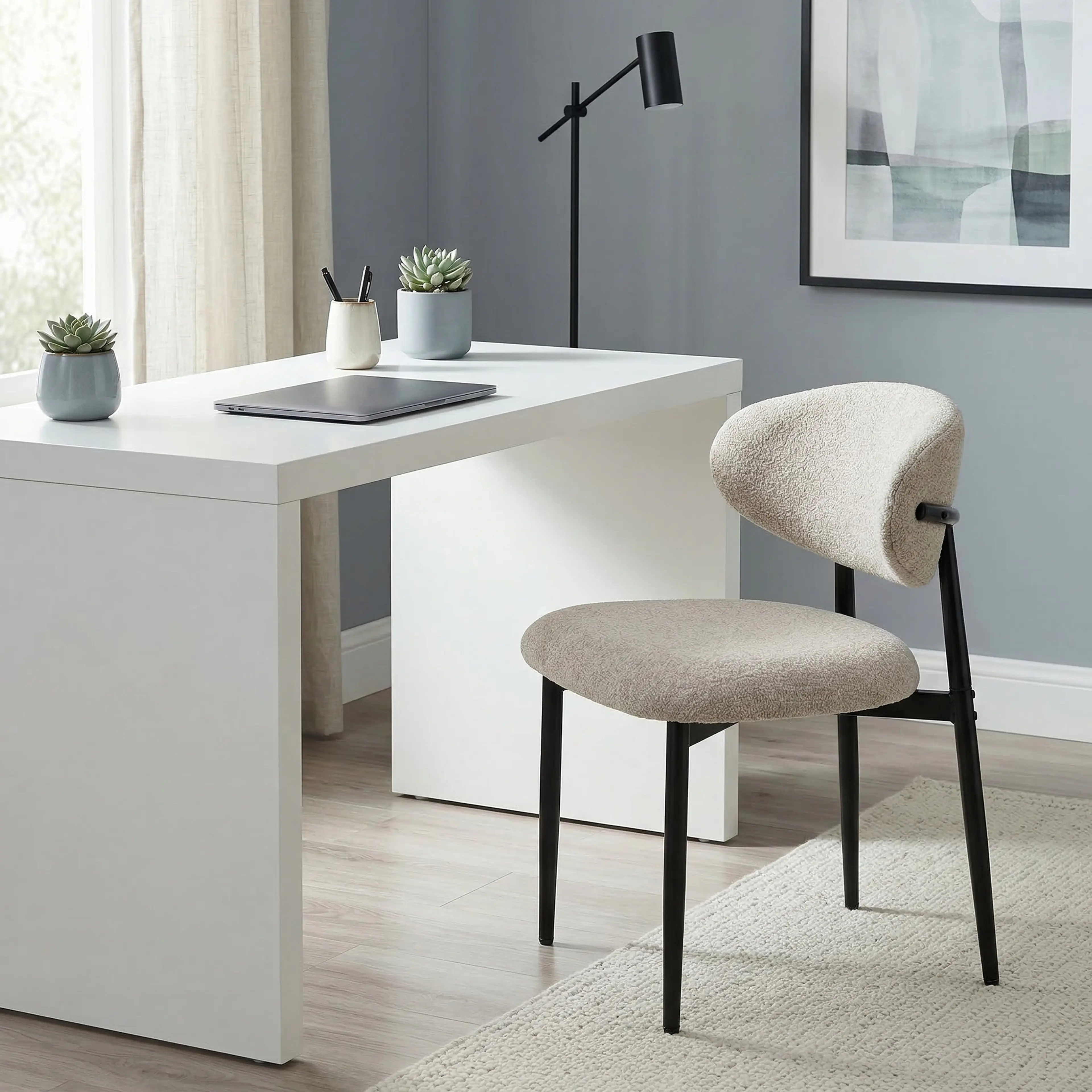 Matstolar 2-pack med rundad rygg, beige – bild 6