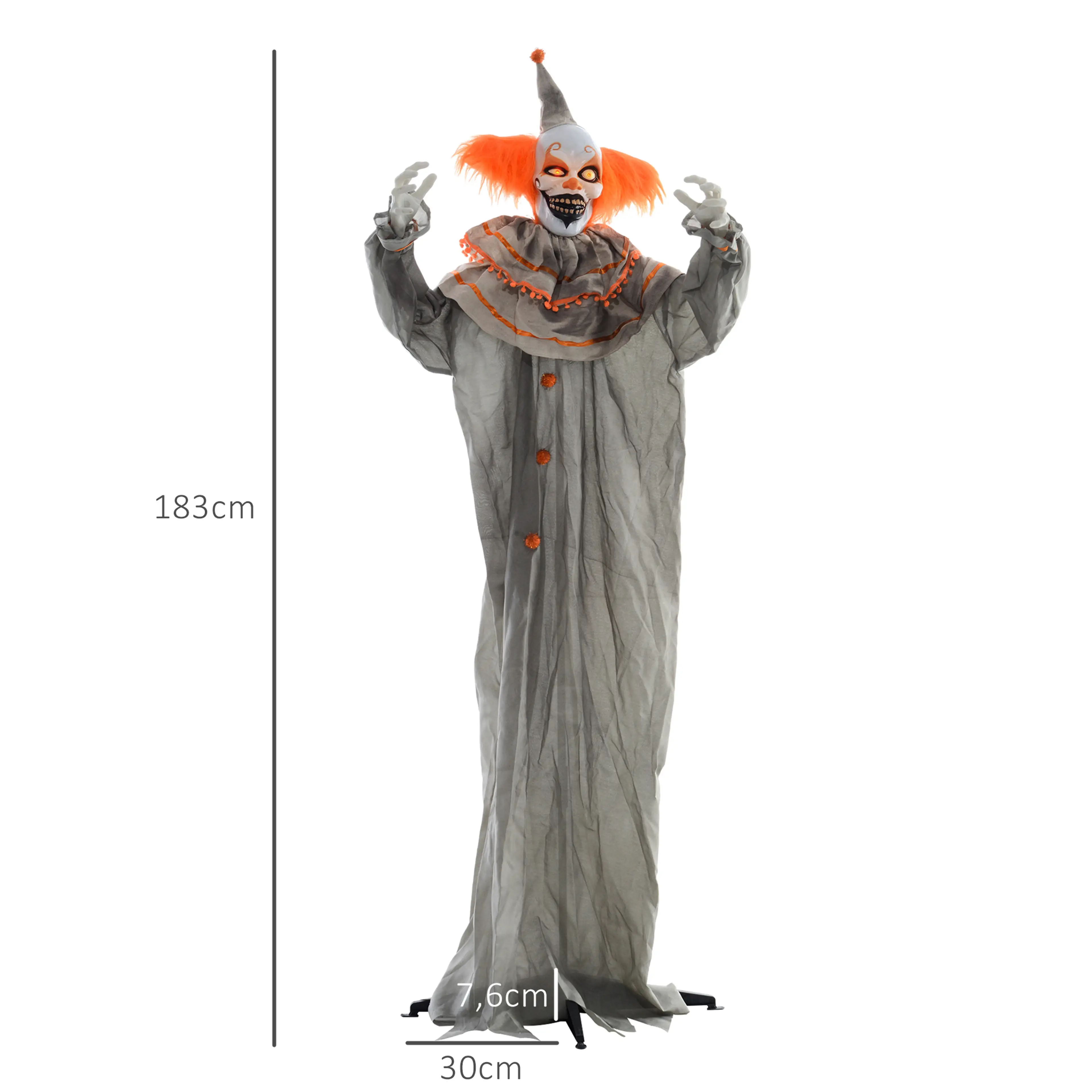 Måttbild: clownen är 183 cm hög