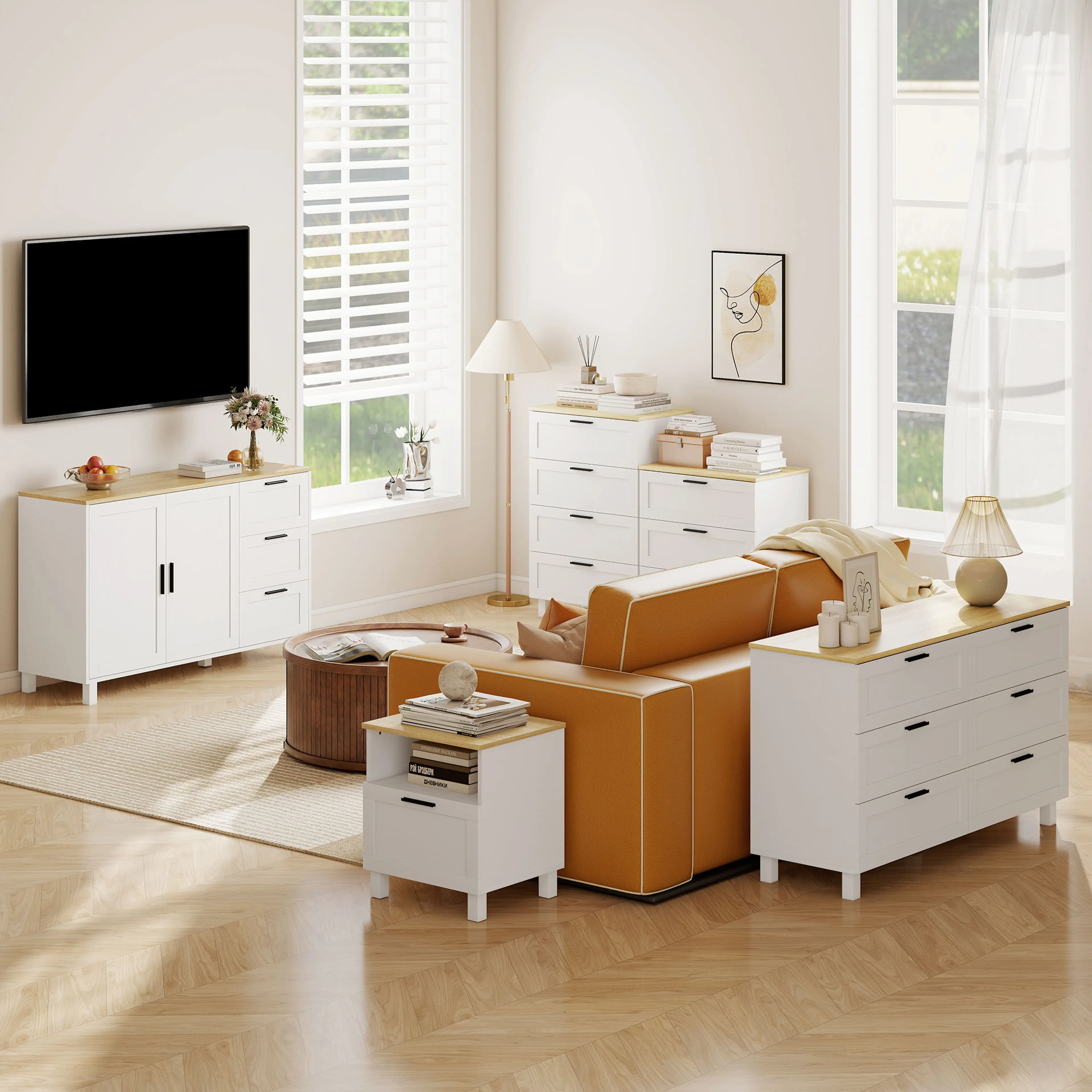 Sideboard 120 cm med soft close, tre lådor och tippskydd – bild 4