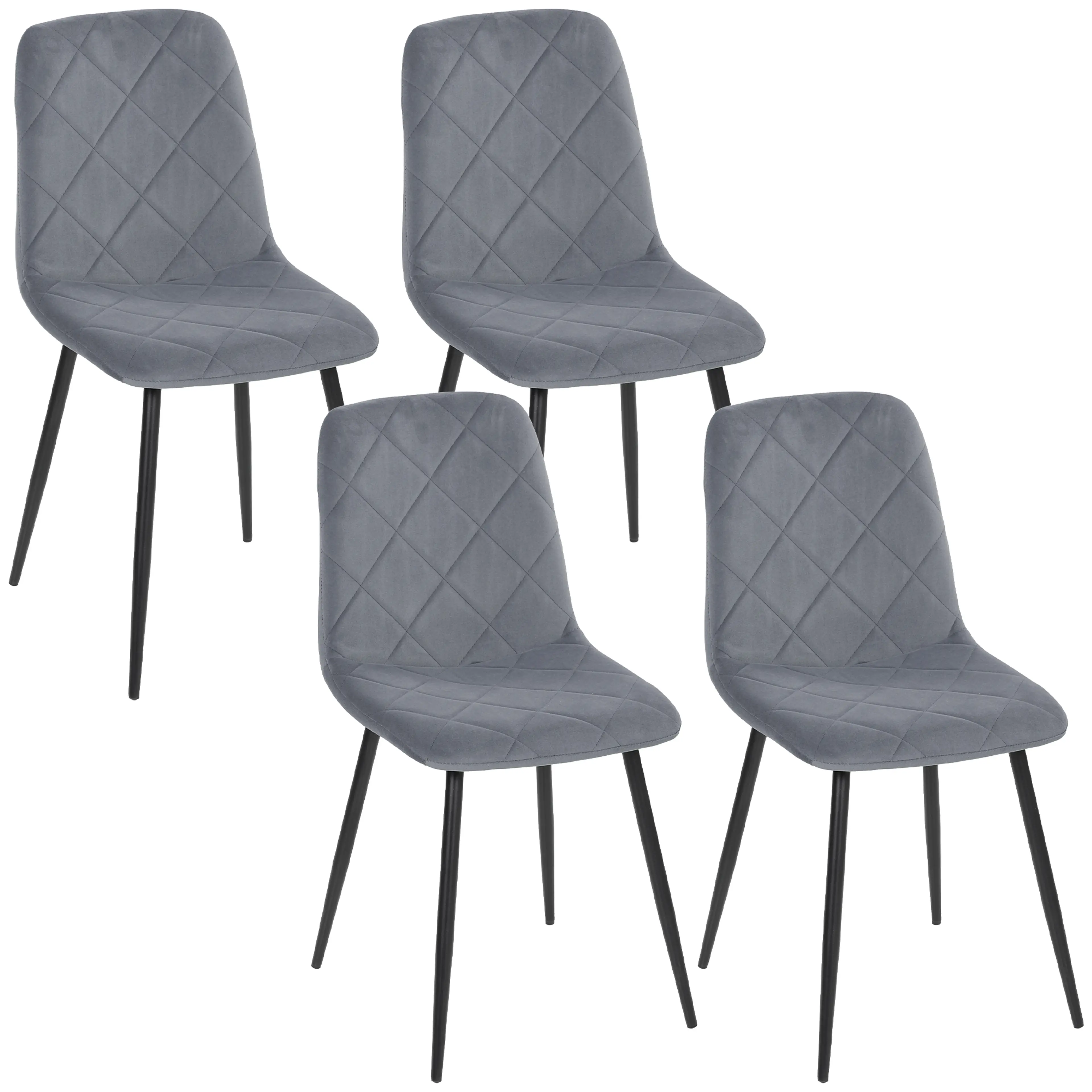Matstolar 4-pack i grå sammet