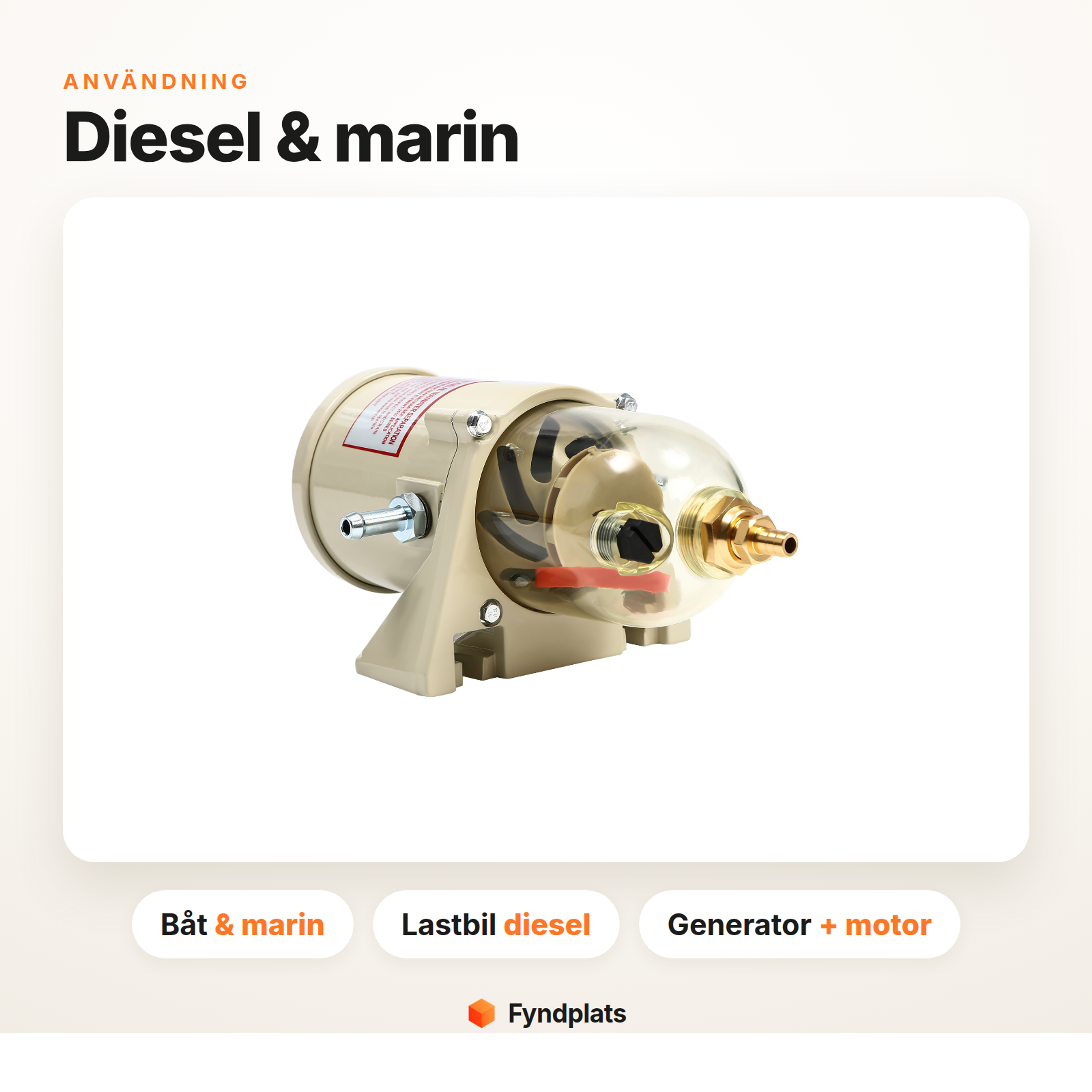 Vattenavskiljare diesel för båt, lastbil och generator – skyddar motorn mot vatten i bränslet