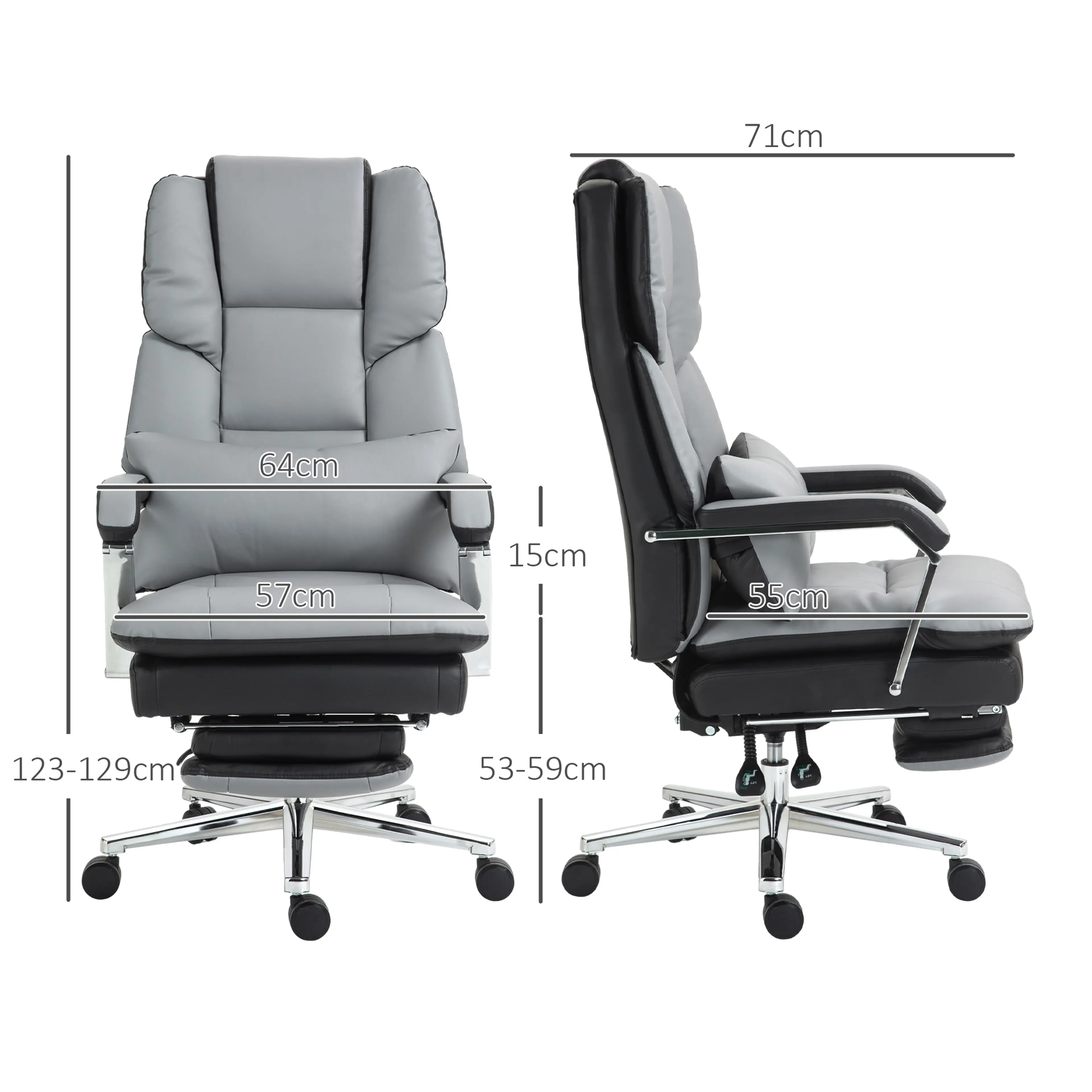 Kontorsstol med 160° ryggläge och 18 cm stoppning – bild 4
