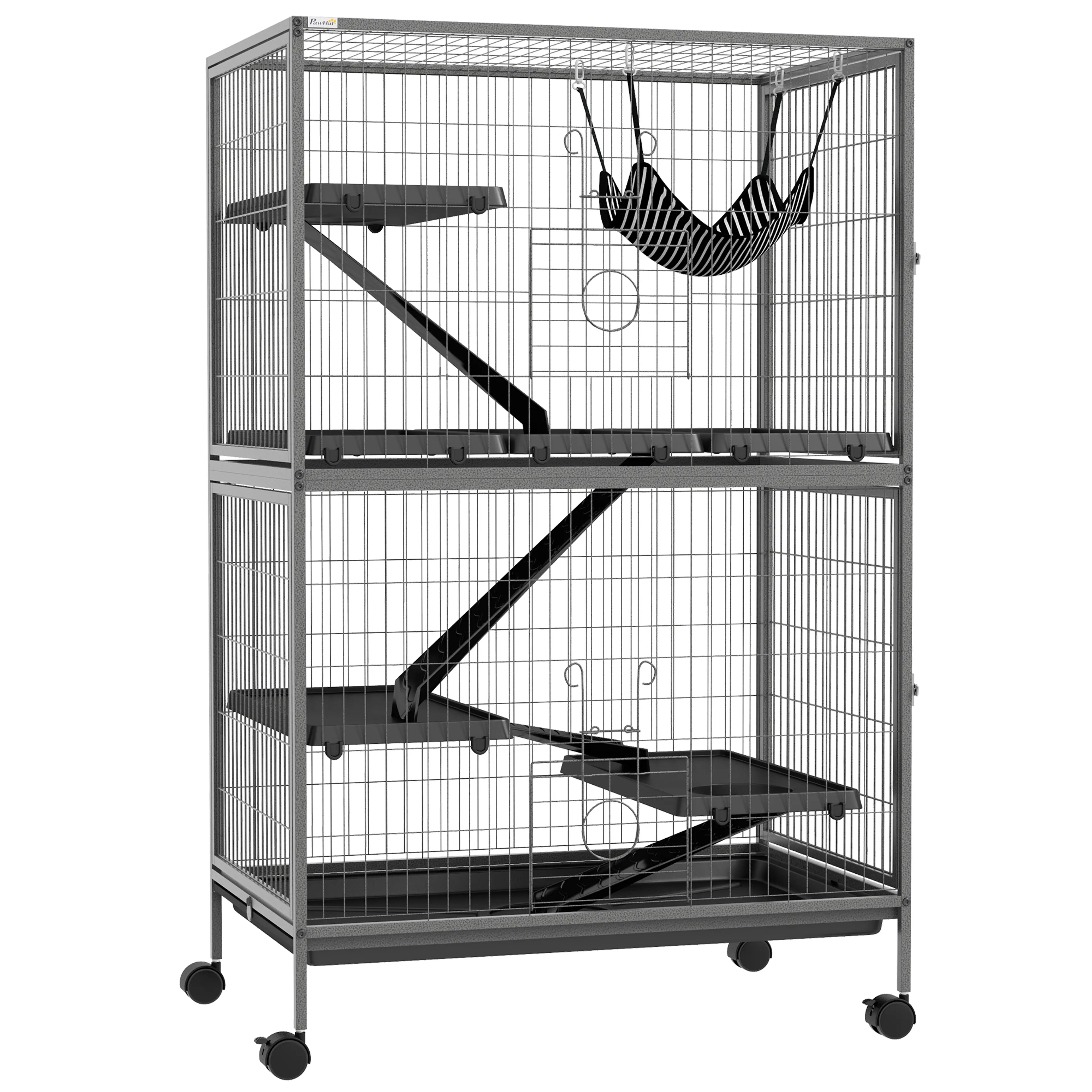 Gnagarbur 128 cm med fyra plan, hängmatta och hjul