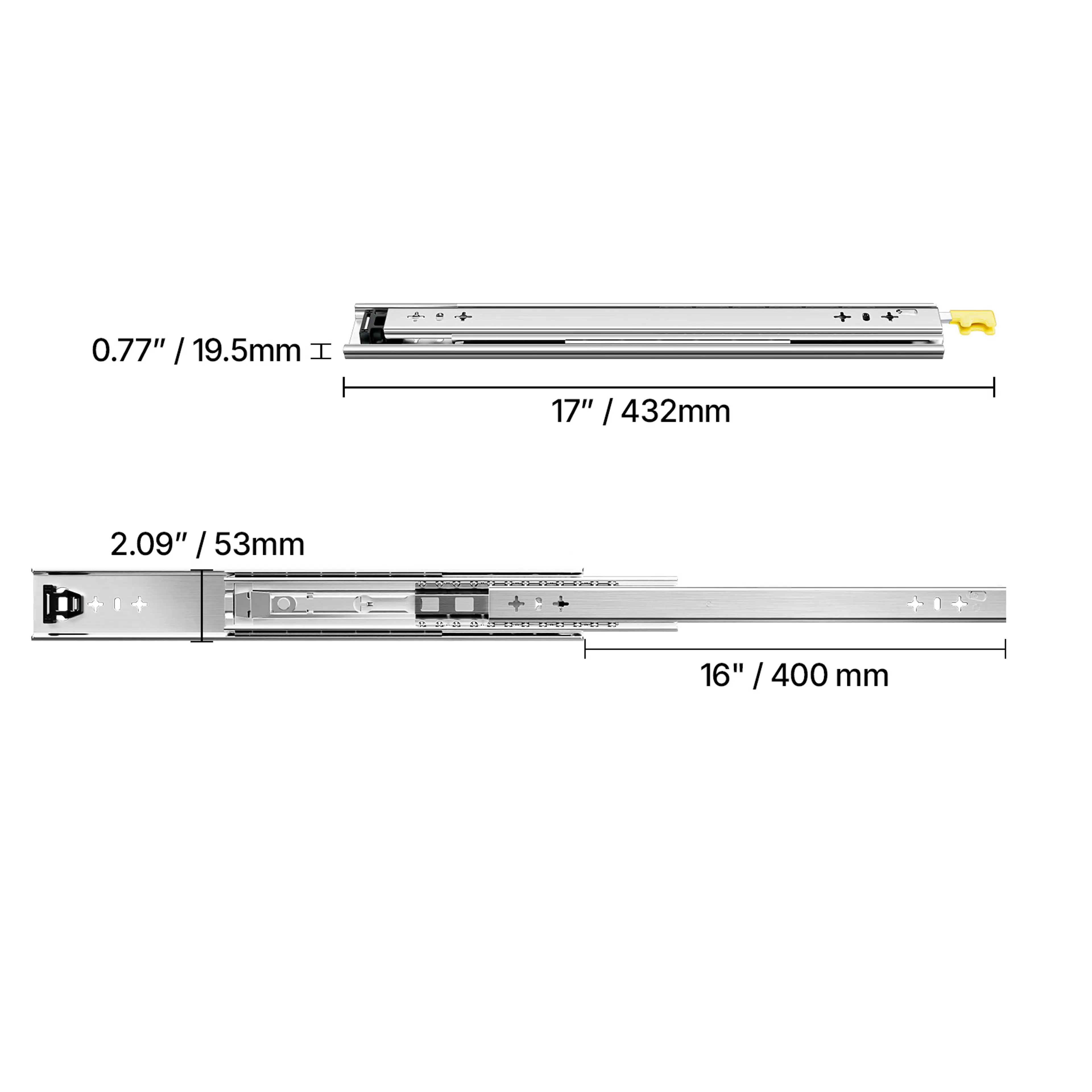 Lådskenor med kullager – 2-pack låsbara teleskopskenor, fullt utdrag, 113 kg
